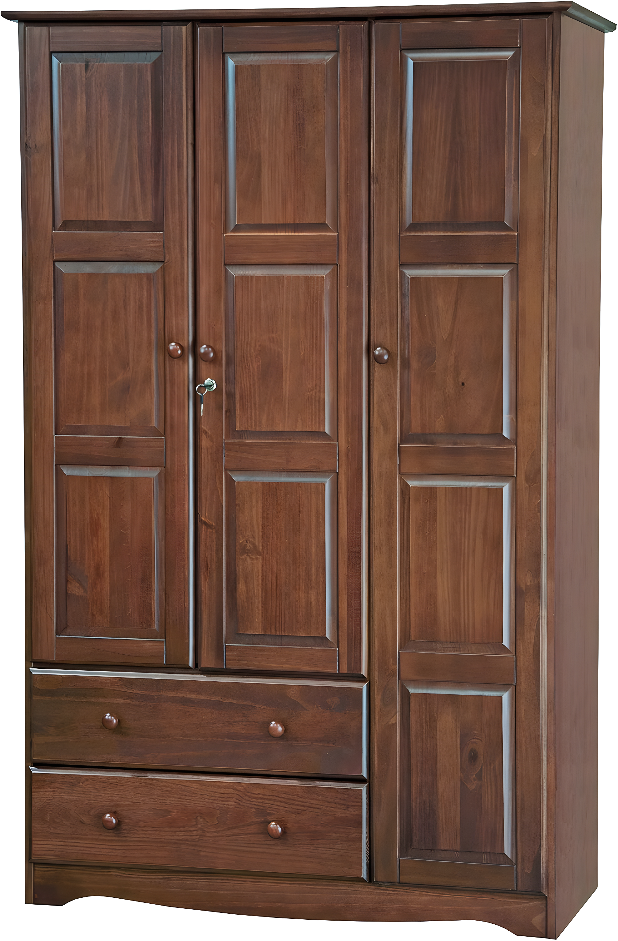 Eco-Friendly Mocha Solid Wood Transitional Grand Wardrobe with Shelves and Drawers