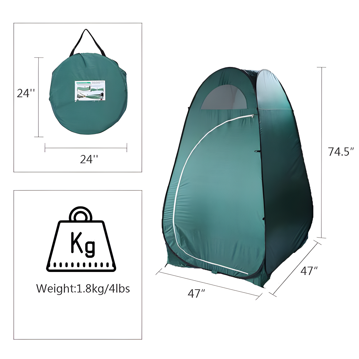 Army Green Portable Pop-Up Privacy Shelter Tent