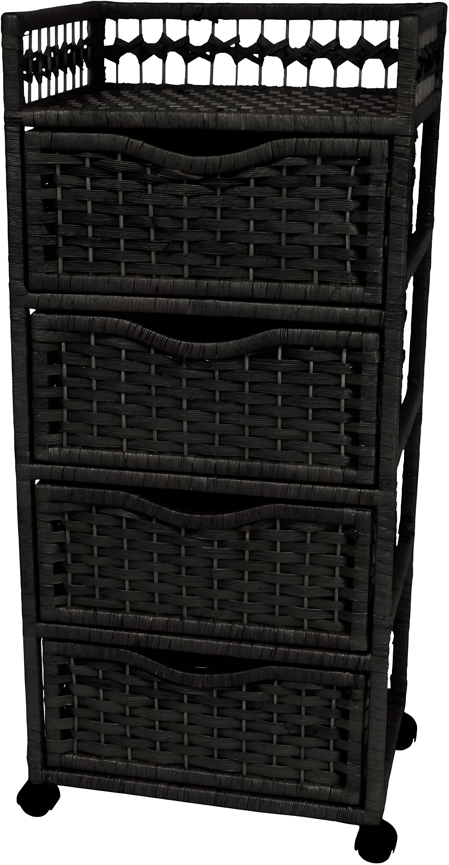 Natural Fiber Wheeled 4-drawer Chest of Drawers - 17.25"W x 12.50"D x 38.25"H Black Stained