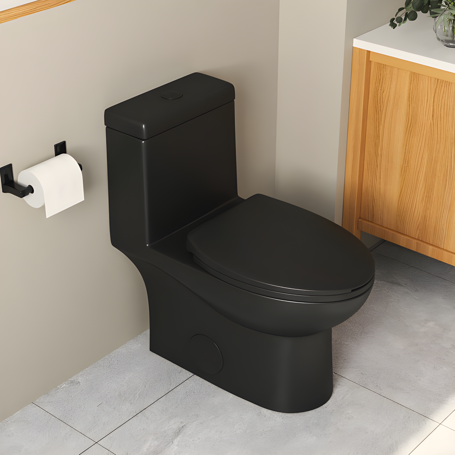 Ally Dual-Flush Elongated One-Piece Toilet with Glazed Surface Modern Toilet with Comfort Seat Height(Seat Included)