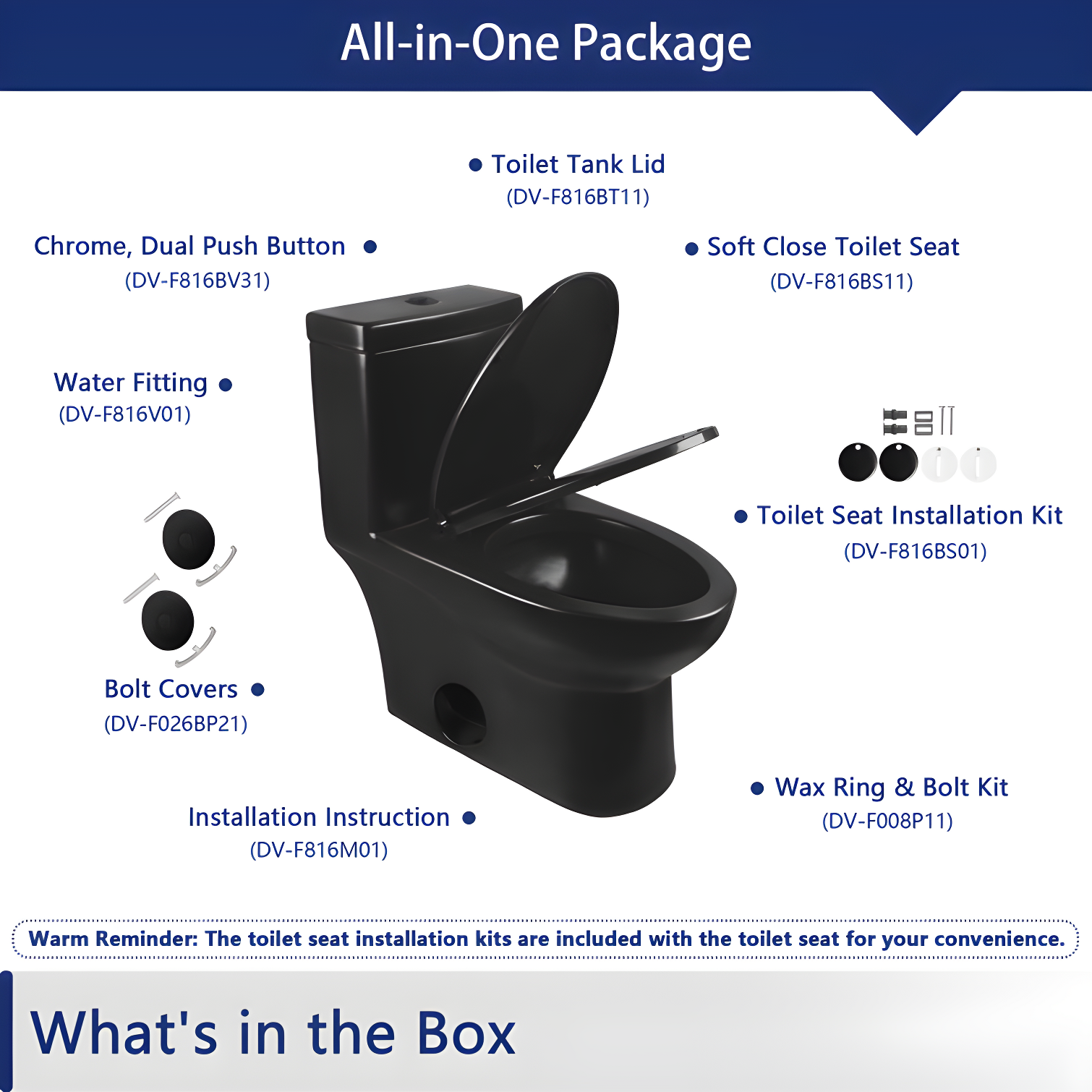 Ally Dual-Flush Elongated One-Piece Toilet with Glazed Surface Modern Toilet with Comfort Seat Height(Seat Included)