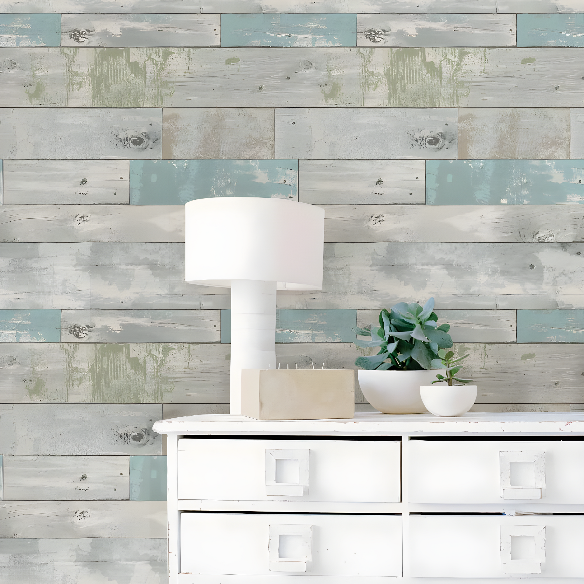 NuWallpaper Multicolor Beachwood Vinyl Peel And Stick Wallpaper, 216-in by 20.5-in, 30.75 sq. ft.