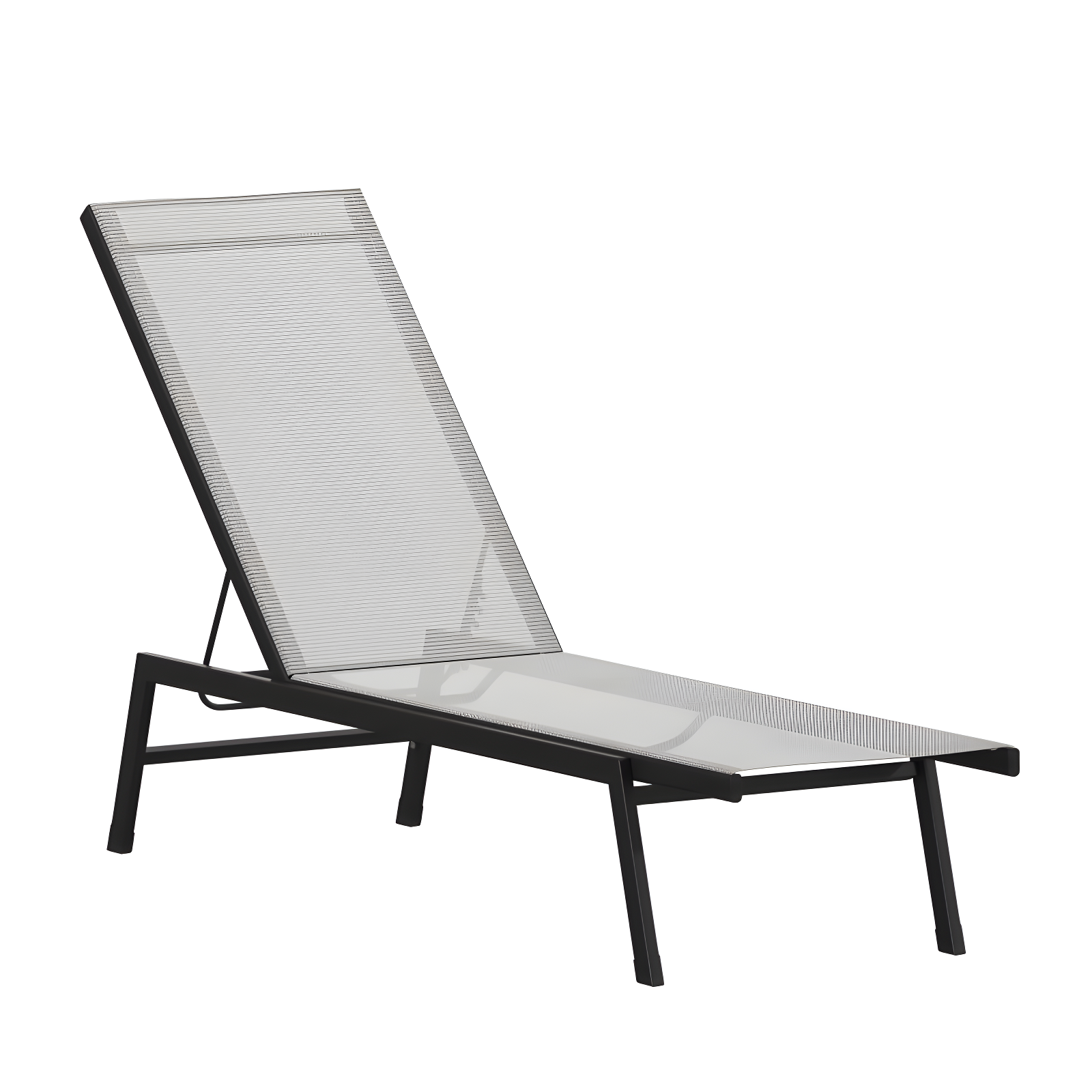 Flash Furniture Brazos Adjustable Chaise Lounge Chair, Outdoor Five-Position Recliner, All Weather, Black/Gray