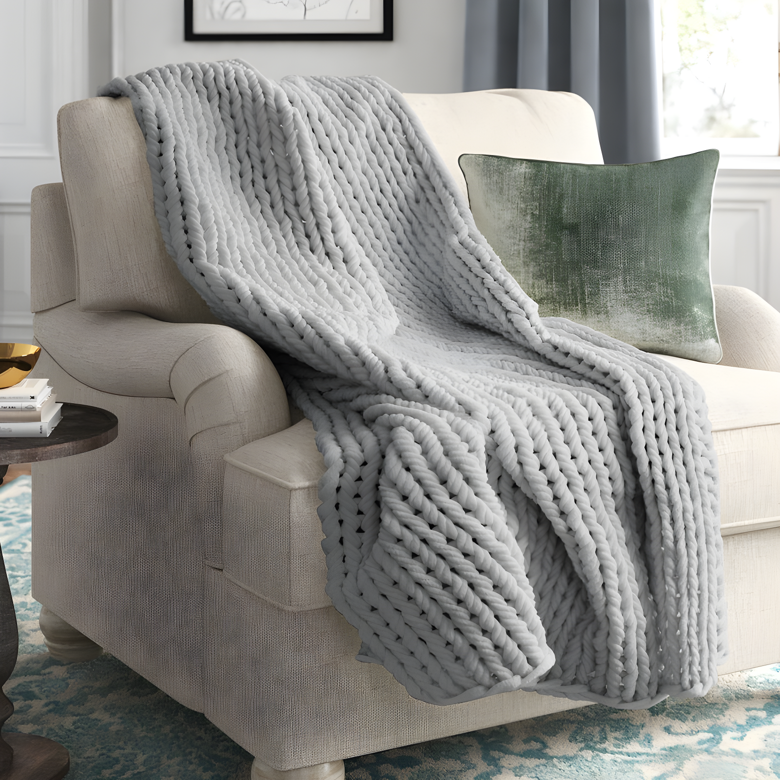 Kelly Clarkson Home Madison Hand Made Chunky Double Knit Throw Blanket