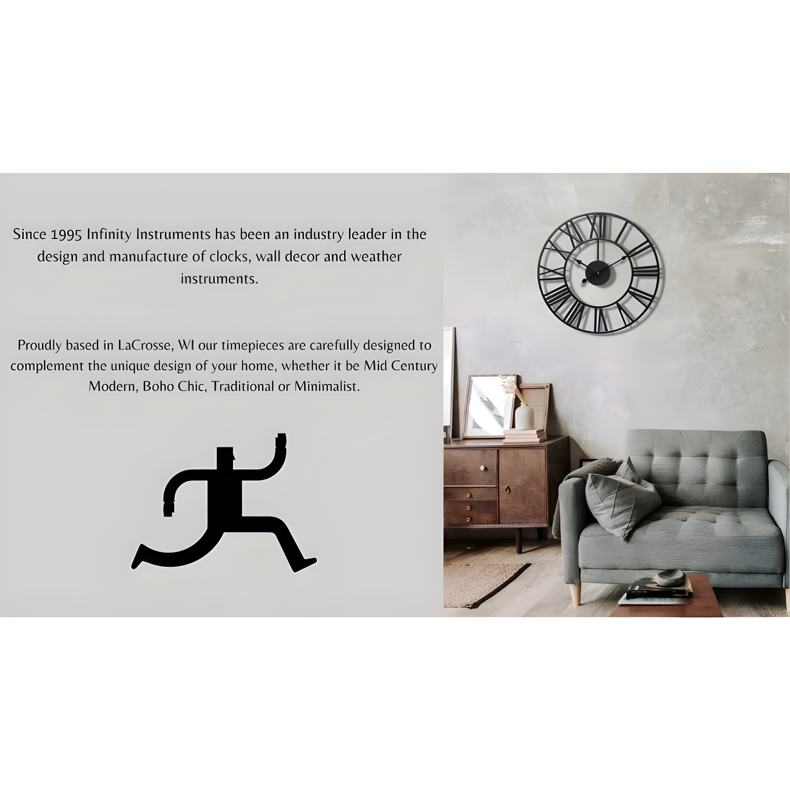 9.5" Retro Metal Wall Clock Black - Infinity Instruments