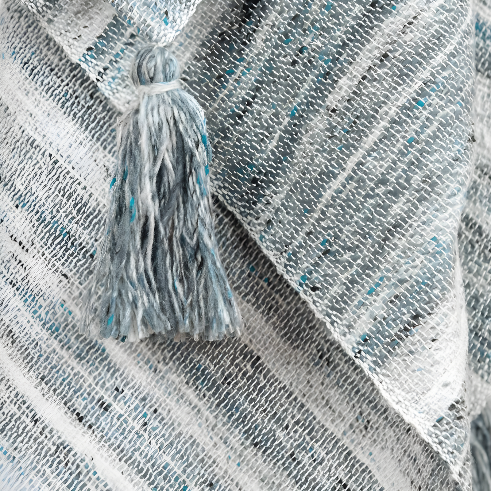 Rizzy Home 50"x60" Striped Throw Blanket Blue: Woven Polyester, Fringe Detail, Machine Washable