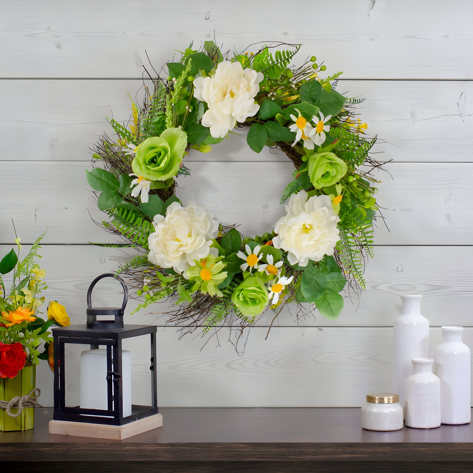 Northlight Mixed Floral Artificial Spring Wreath, 22-Inch