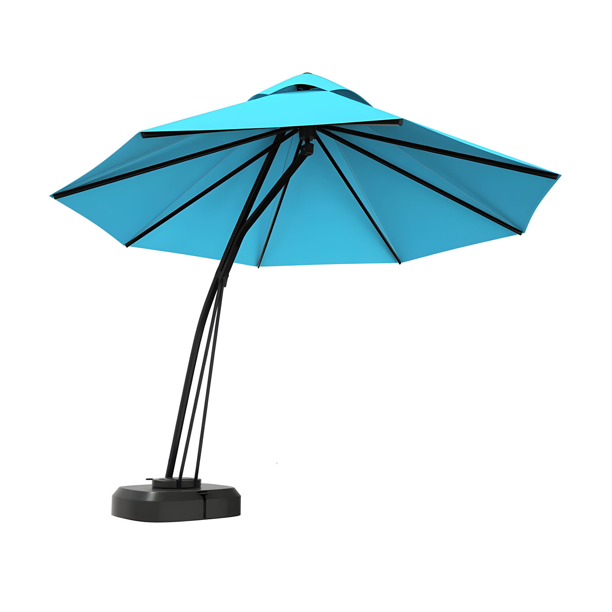 Spaco 11 Feet Outdoor Cantilever Hanging Umbrella with Base and Wheels-Turquoise, Patio Offset Umbrella with Easy Tilt Adjustment, Outdoor Cantilever Hanging Umbrella