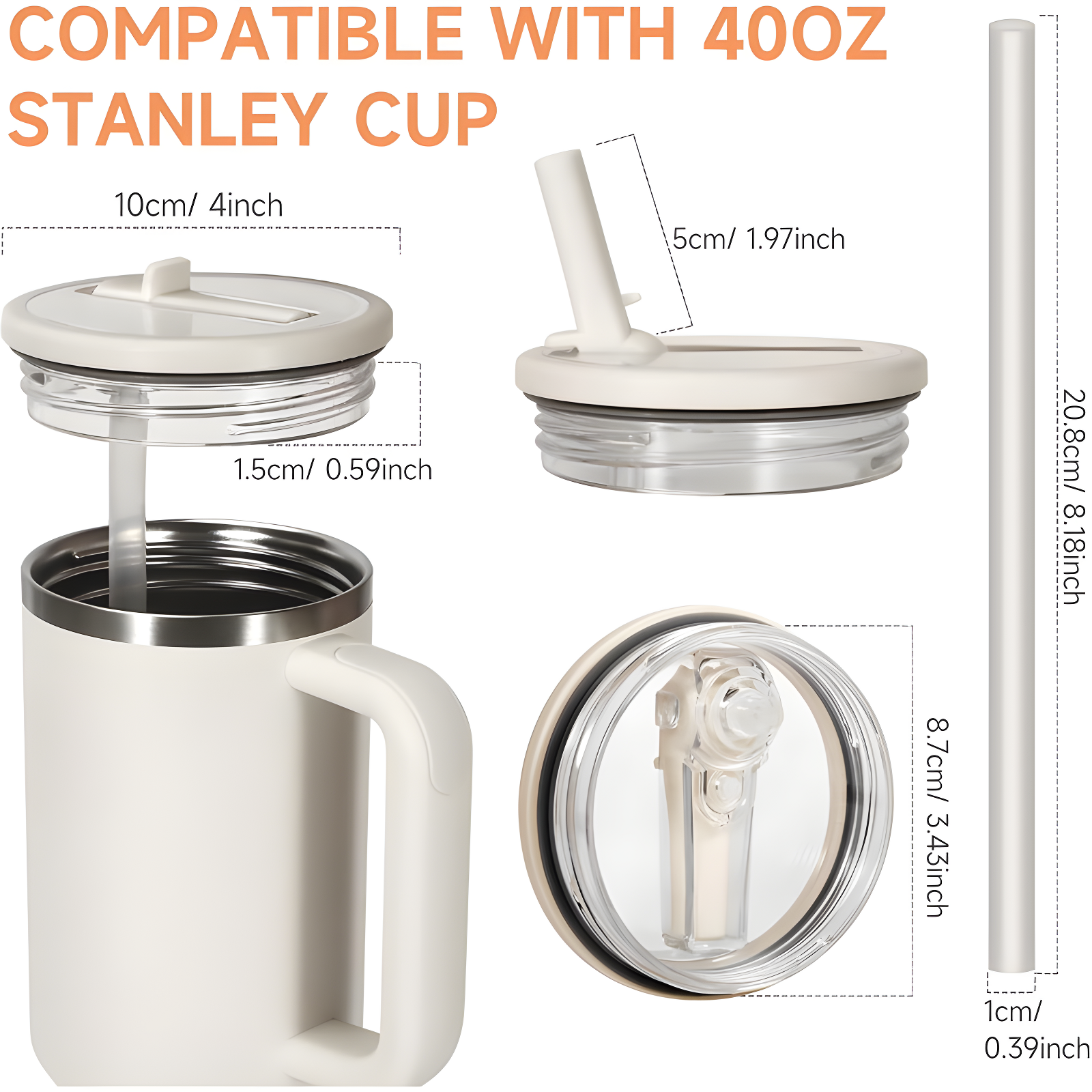 ANTAND 2 Pack 40 Oz Tumbler Flip Straw Lid Replacement Fit For Stanley Quencher, Leak Proof For Stanley Lid Replacement Spill Proof Reusable Tumbler Cover Compatible With 40oz Stanley Cup (Set of 2)
