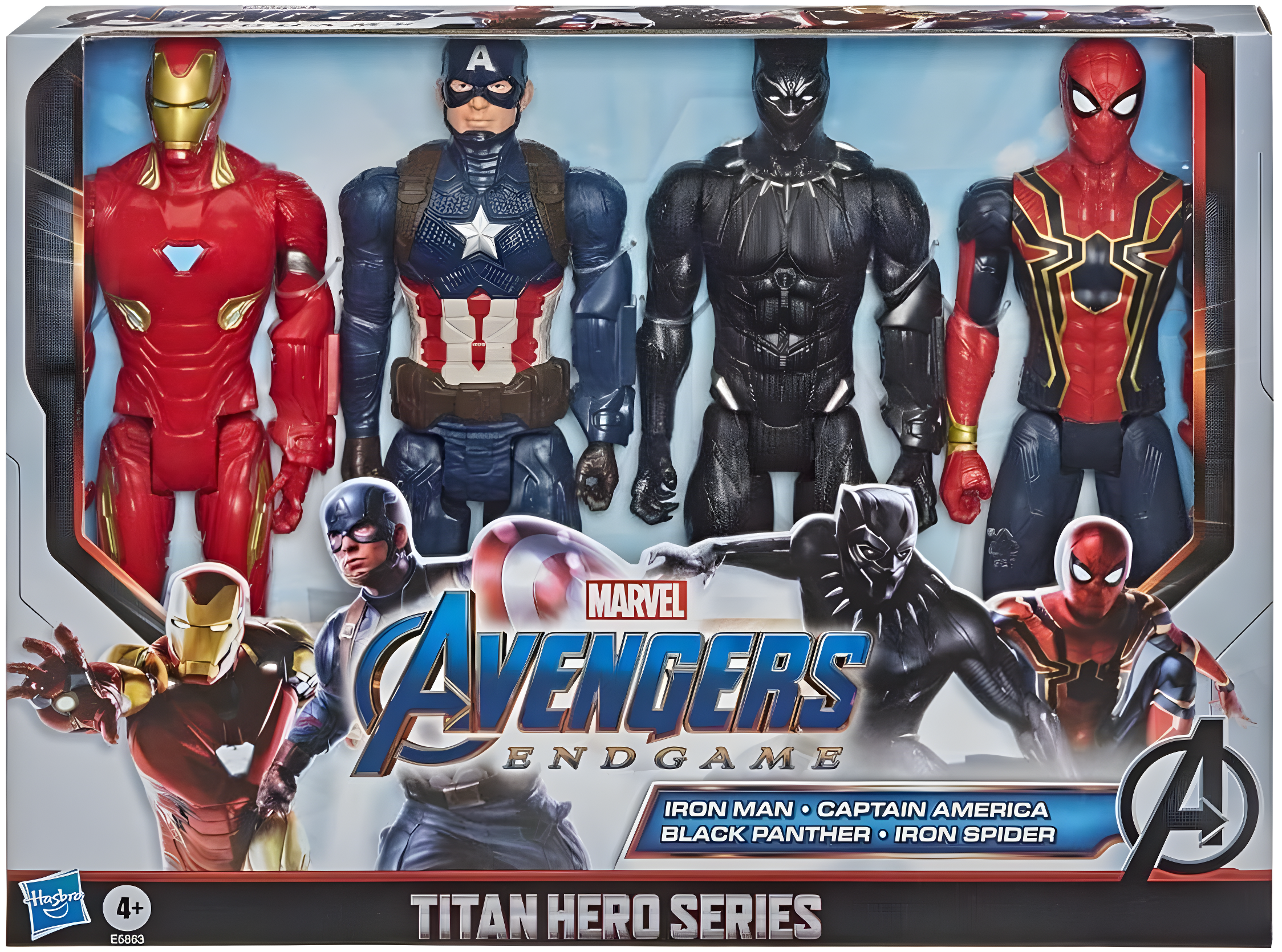 Marvel Avengers: Titan Hero Series Captain America, Iron Spider, Black Panther, and Iron Man Kids Toy Action Figure for Boys and Girls (12")
