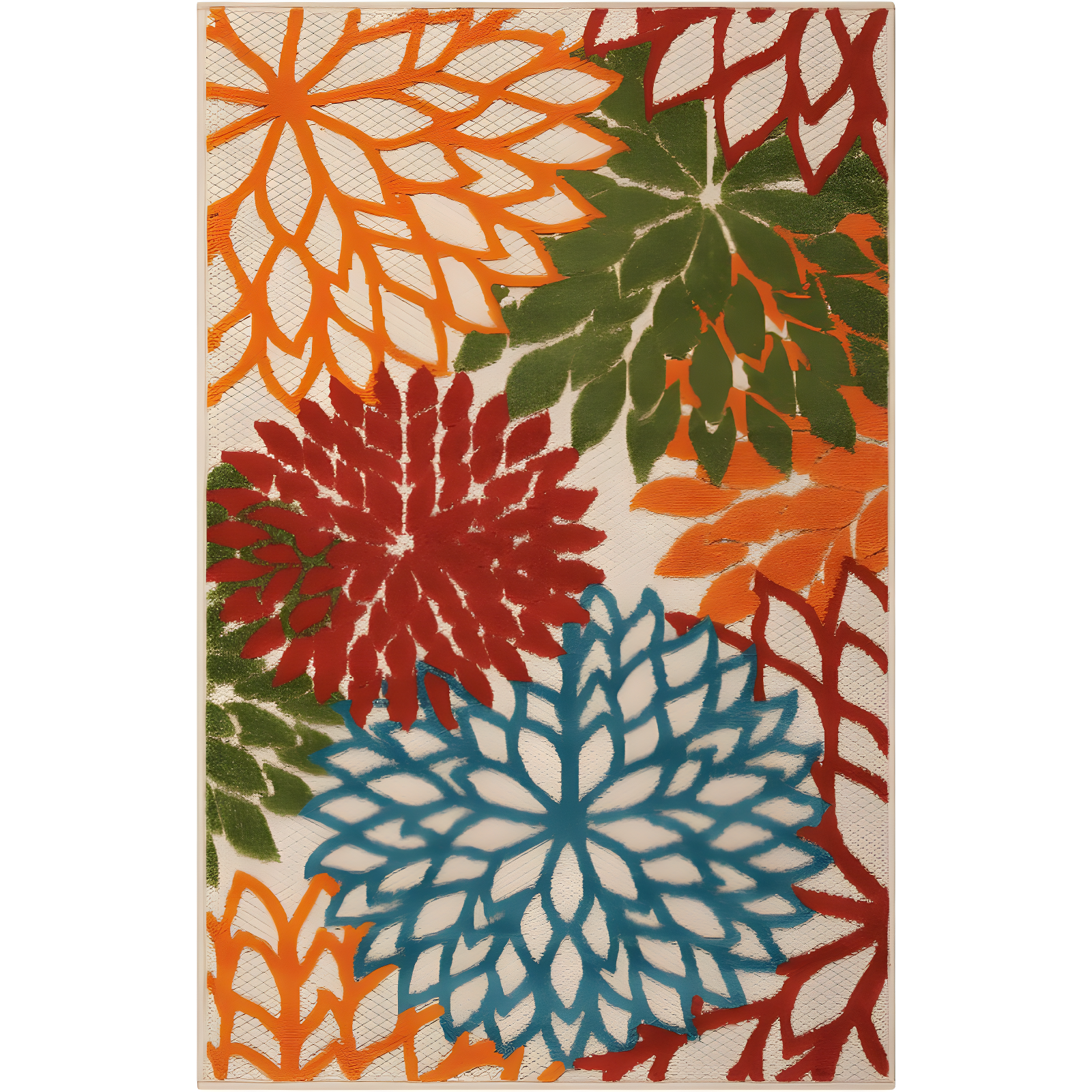 Nourison Aloha Floral Bloom Flatweave High-Low Indoor Outdoor Area Rug Green 2'8" x 4'