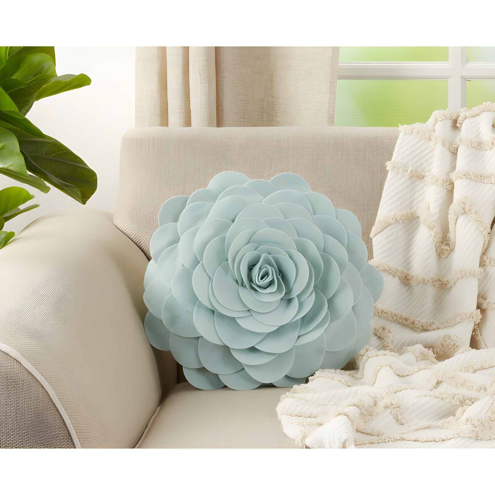 Saro Felt Collection Appliqued Felt Throw Pillow