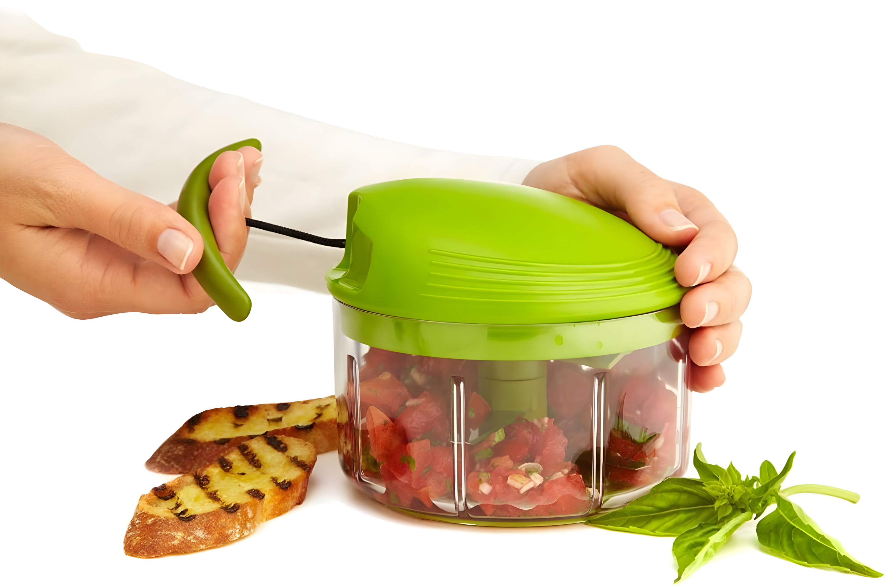 Green Manual Food Processor with Stainless Steel Blades