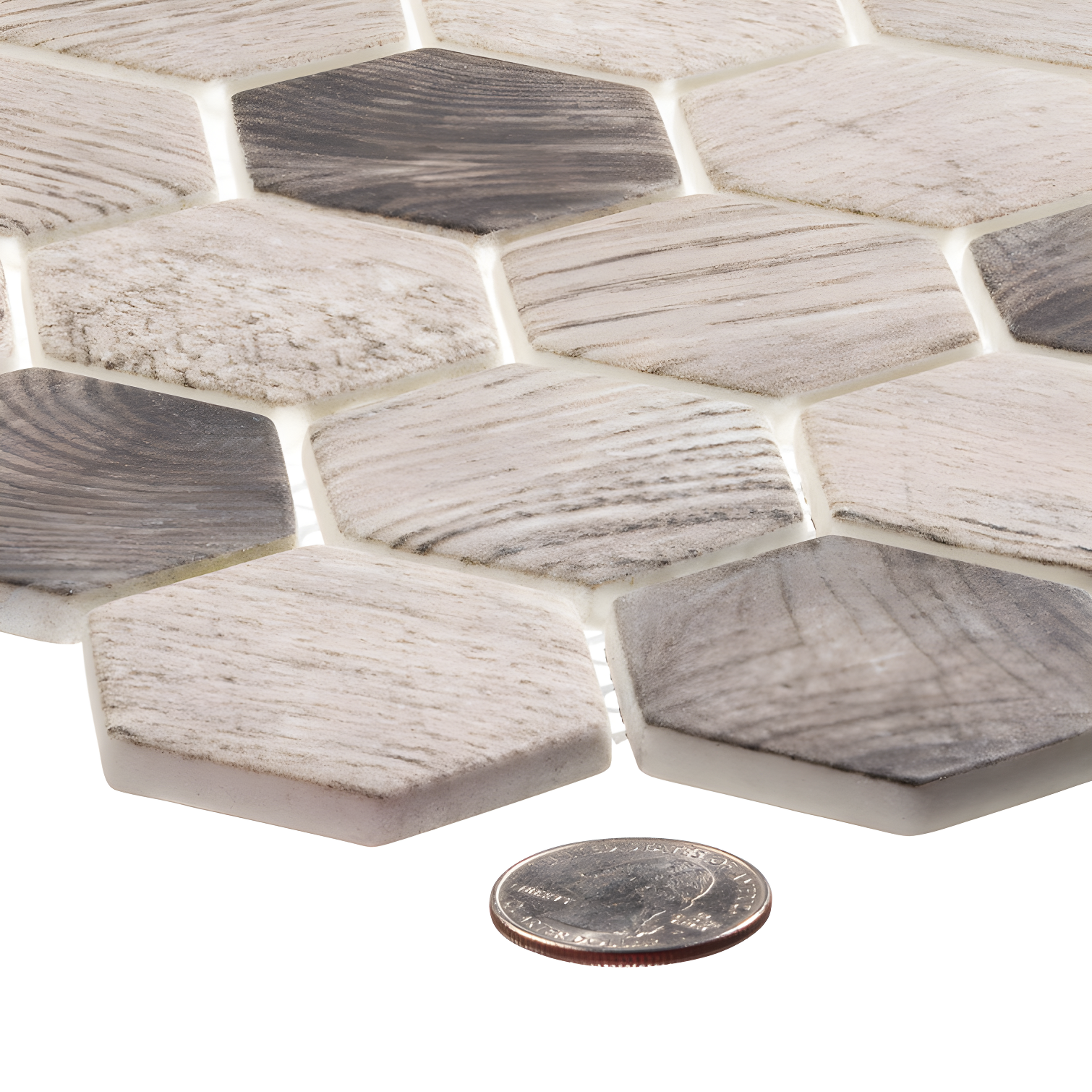 Terrain 2'' Hex Glass Mosaic Kitchen Backsplash, Bathroom, Shower, Wall and Floor Tile