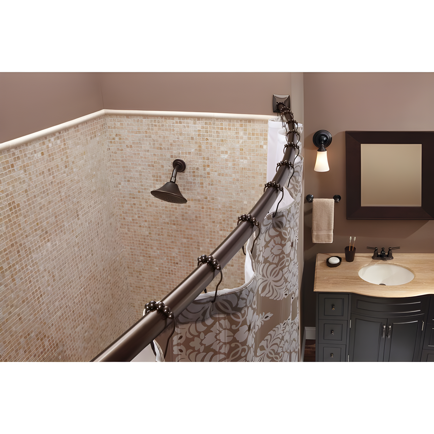 Moen 60-Inch to 72-Inch Permanent Mount Adjustable Curved Shower Rod
