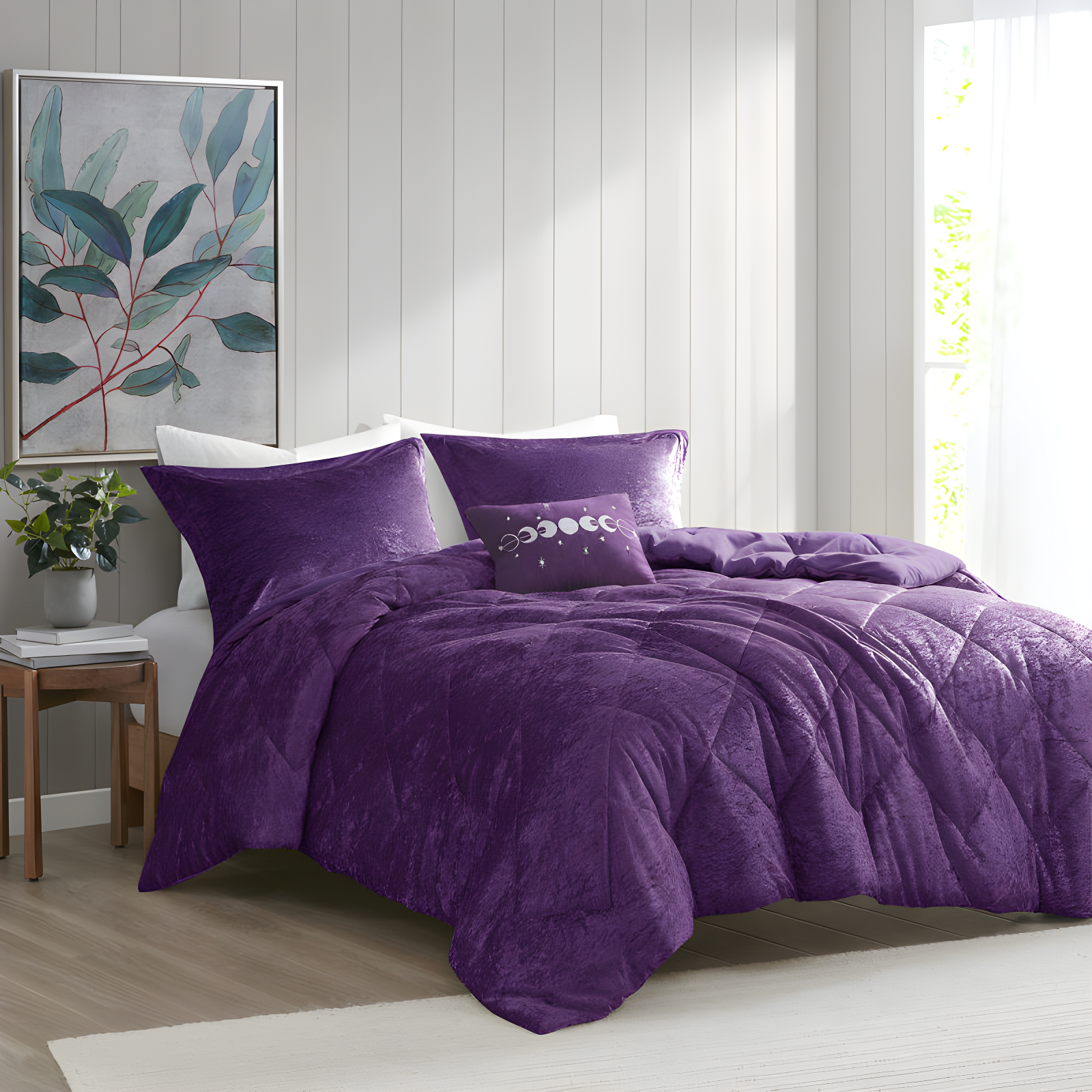 Felicia Crushed Velvet Comforter Set with Throw Pillow