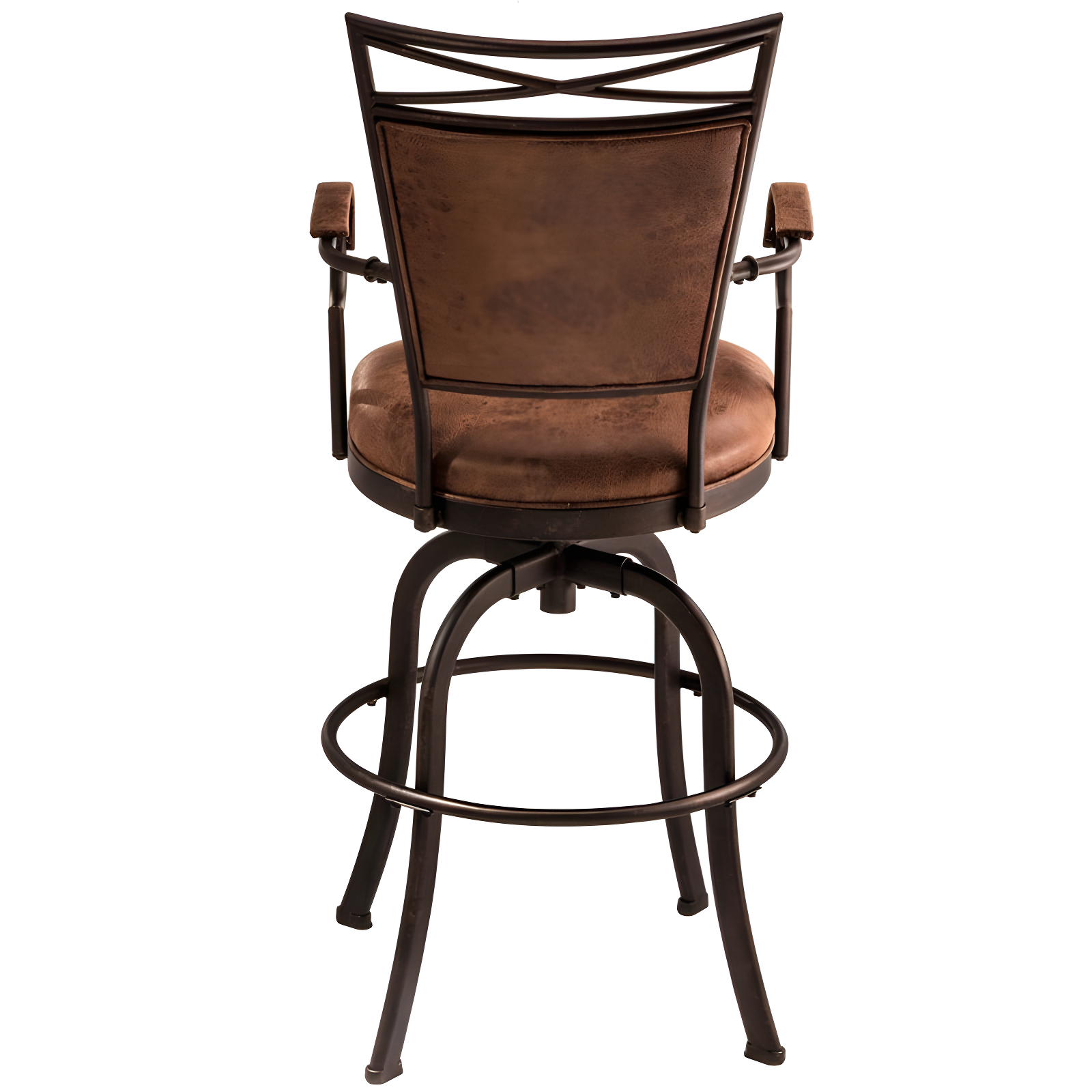 Bridgetown Tilt Base Barstool - Aged Bronze - Hillsdale Furniture: 360 Swivel, Metal Frame, Faux Leather Upholstery
