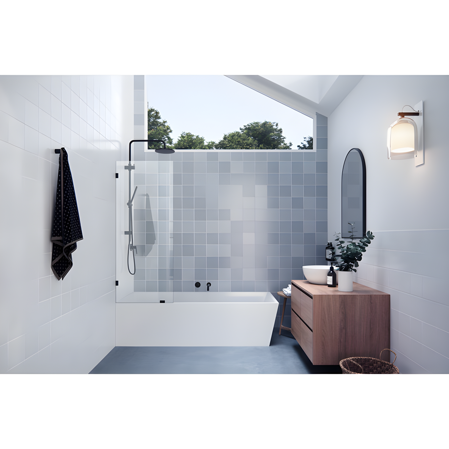Vela 24 in. x 58.25 in. Frameless Single Fixed Bath Panel