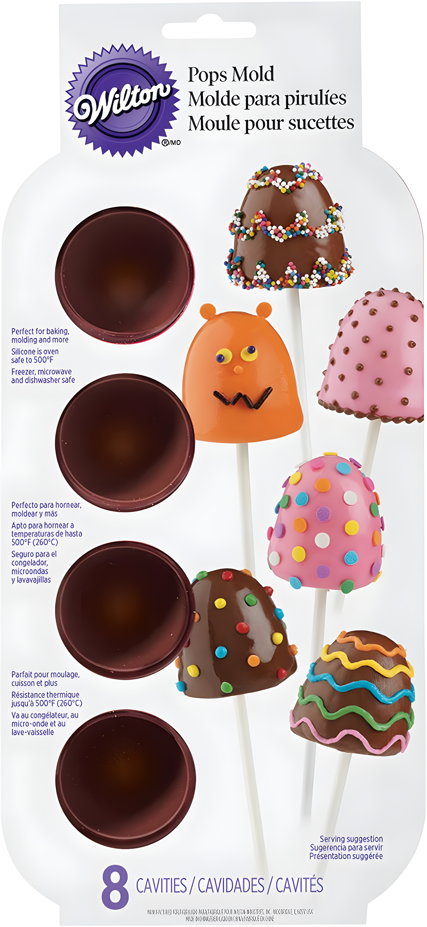 Wilton Brownie Pops Silicone Brownie and Cake Pop Molds Pan, 8-Cavity