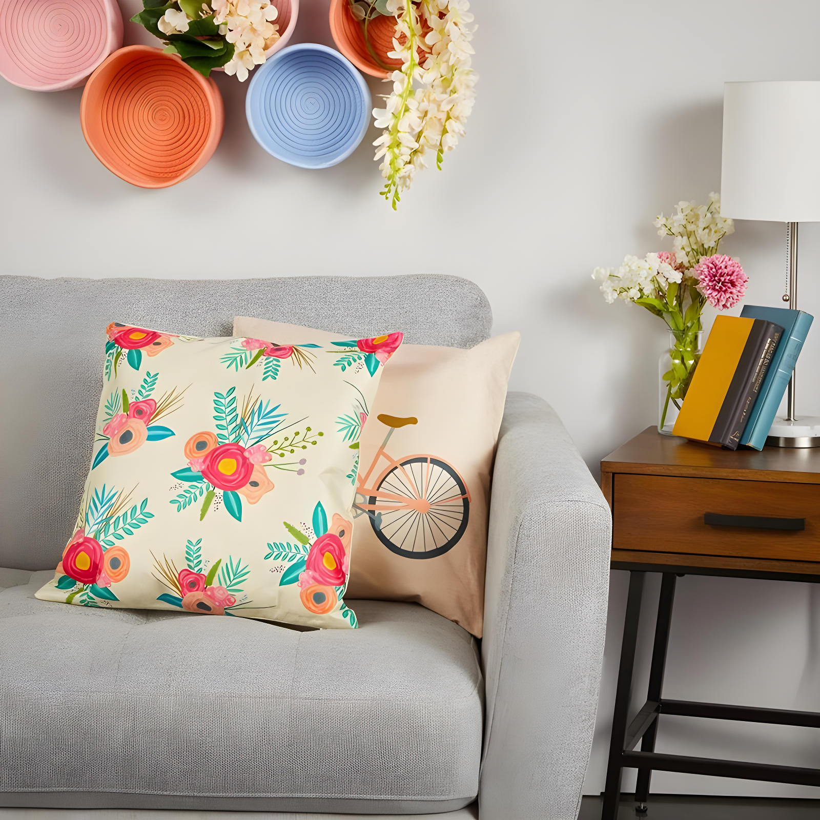 Juvale Set of 4 Happy Spring Decorative Pillow Case Cushion Covers for Easter, 4 Designs, 17 x 17 in
