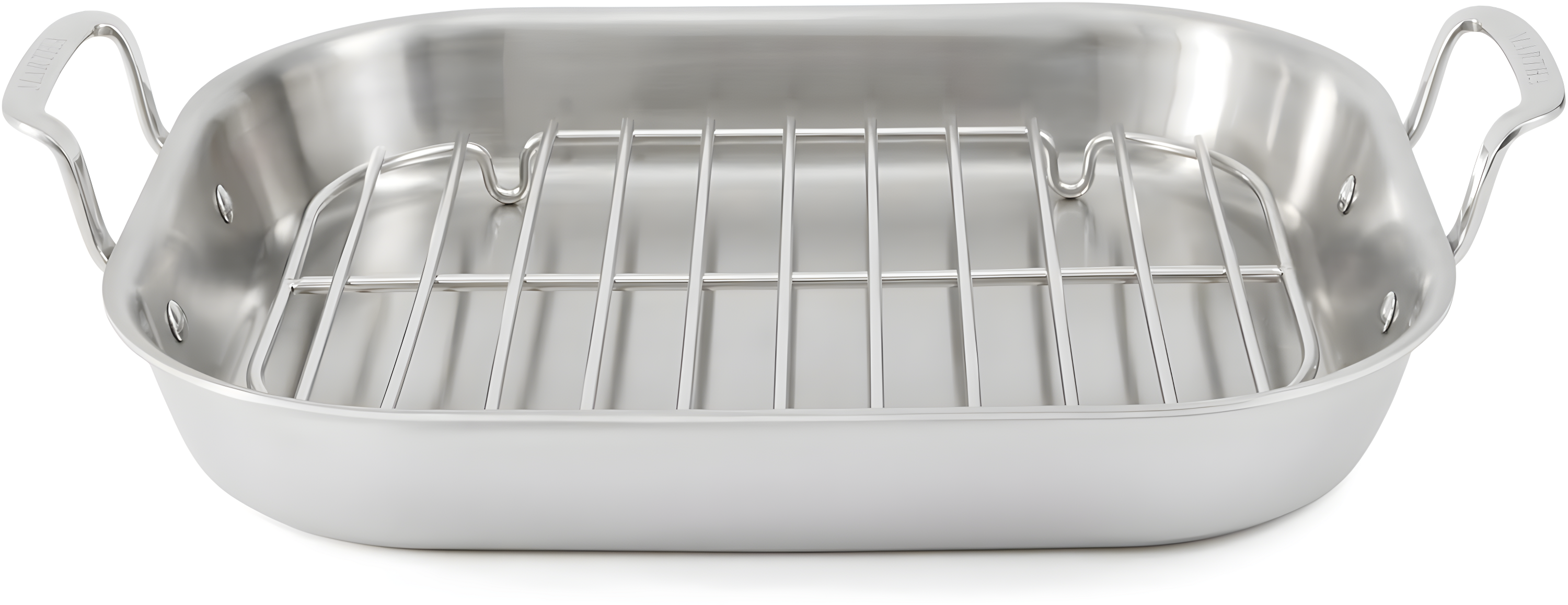 Stainless Steel 16" Roasting Pan with Flat Rack and Handles