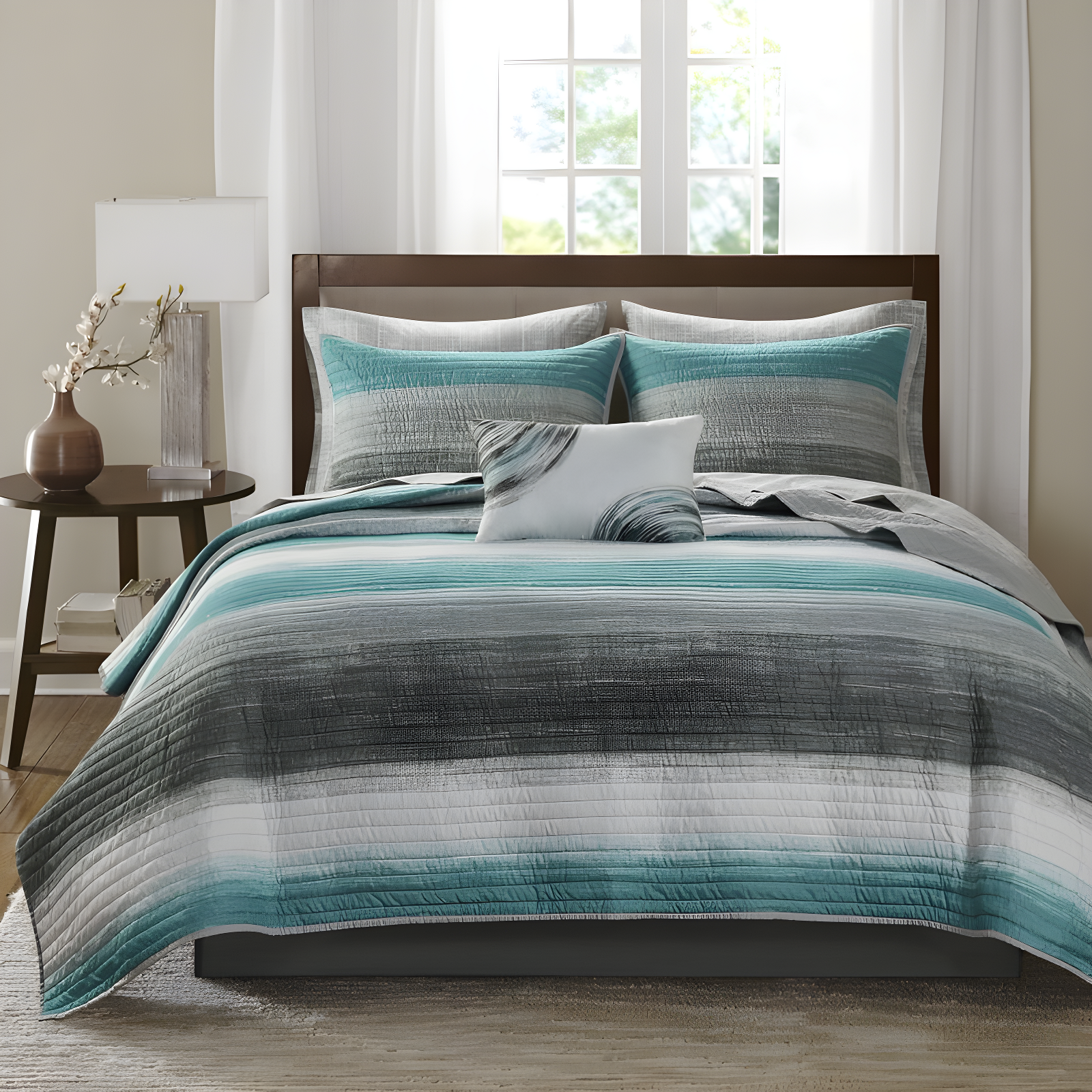 Madison Park Essentials Saben Microfiber Quilt Set with Cotton Bed Sheets