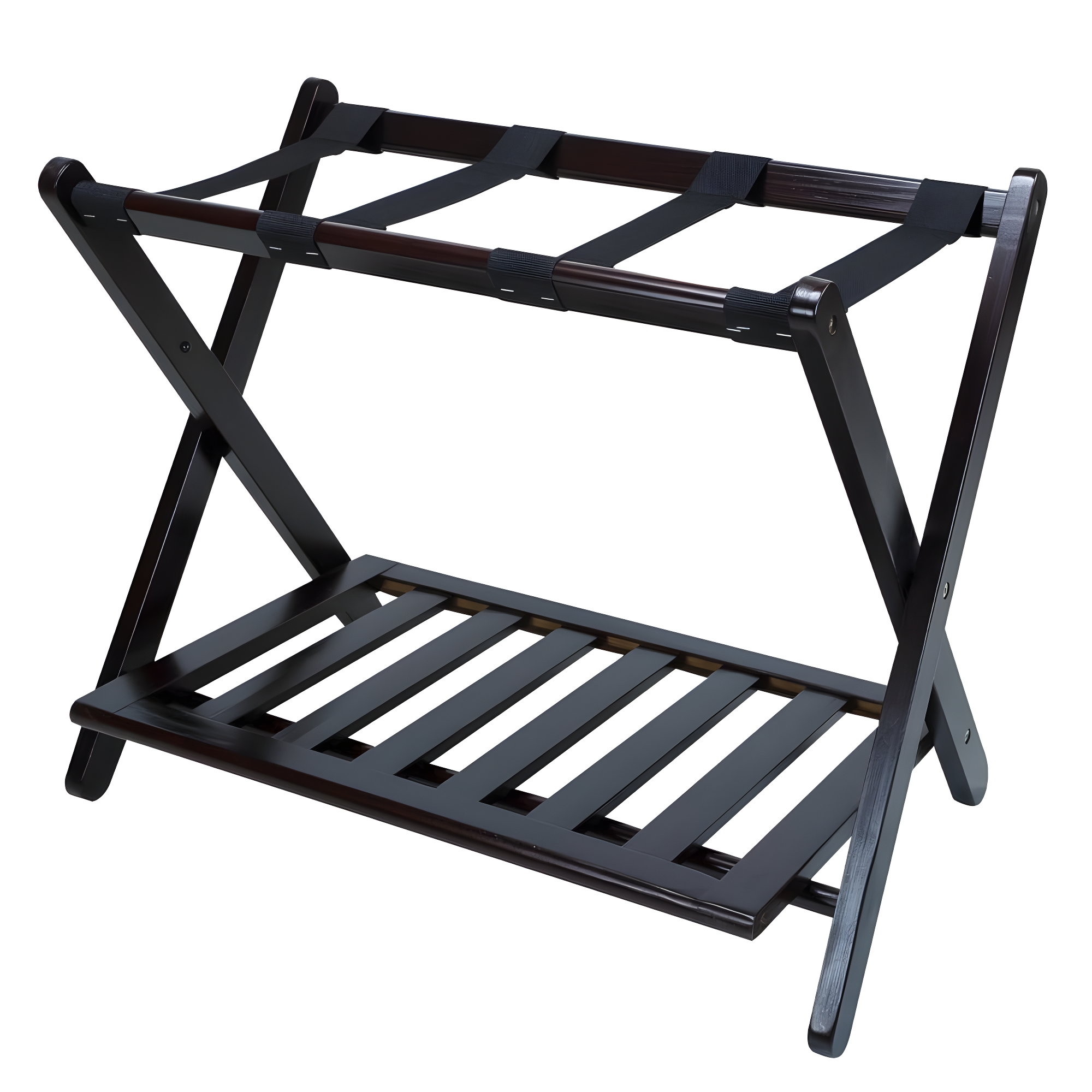 Casual Home Luggage Rack with Shelf-Espresso