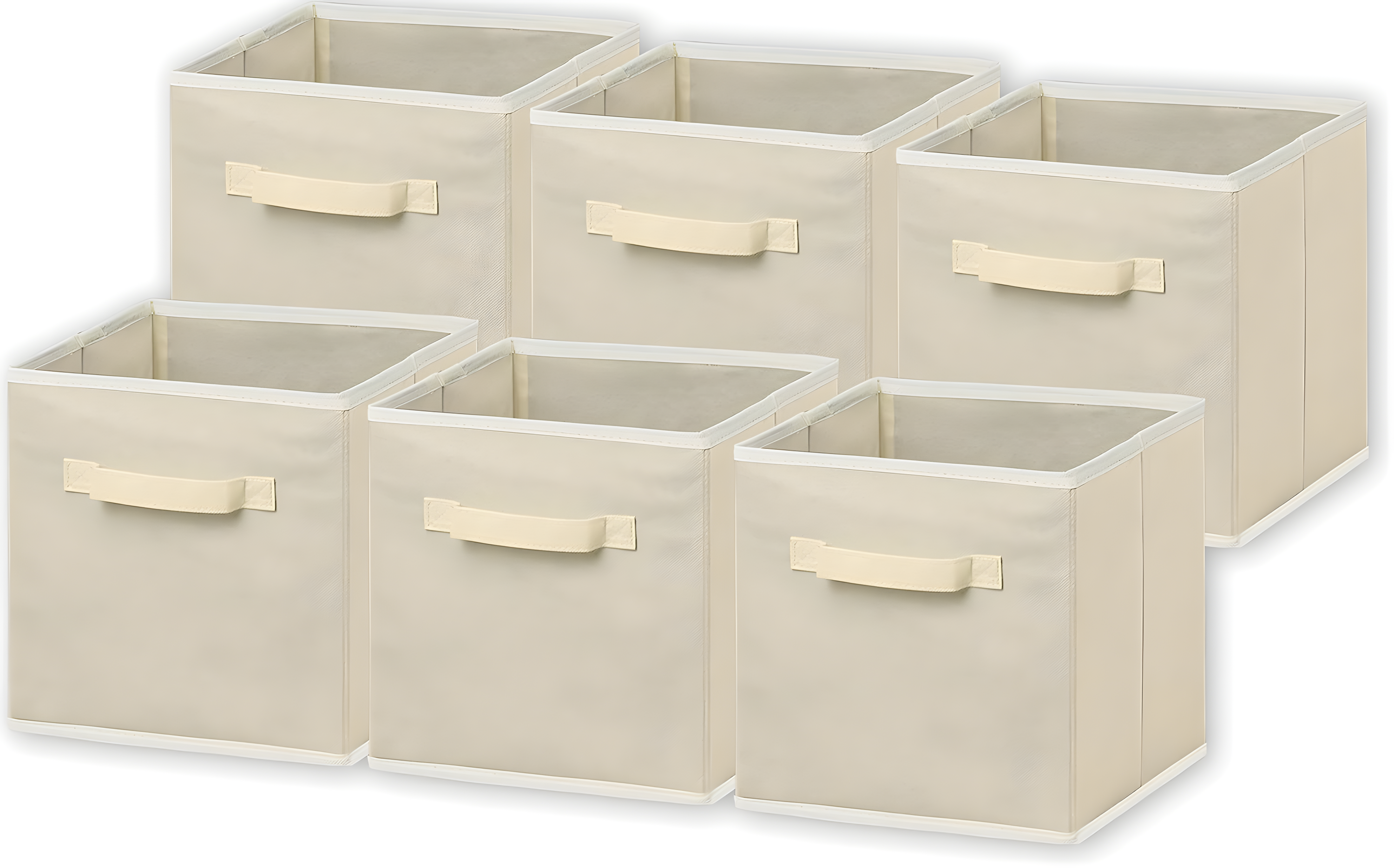 Simple Houseware Foldable Storage Bins Cubes Organizer, 6 Pack, Beige