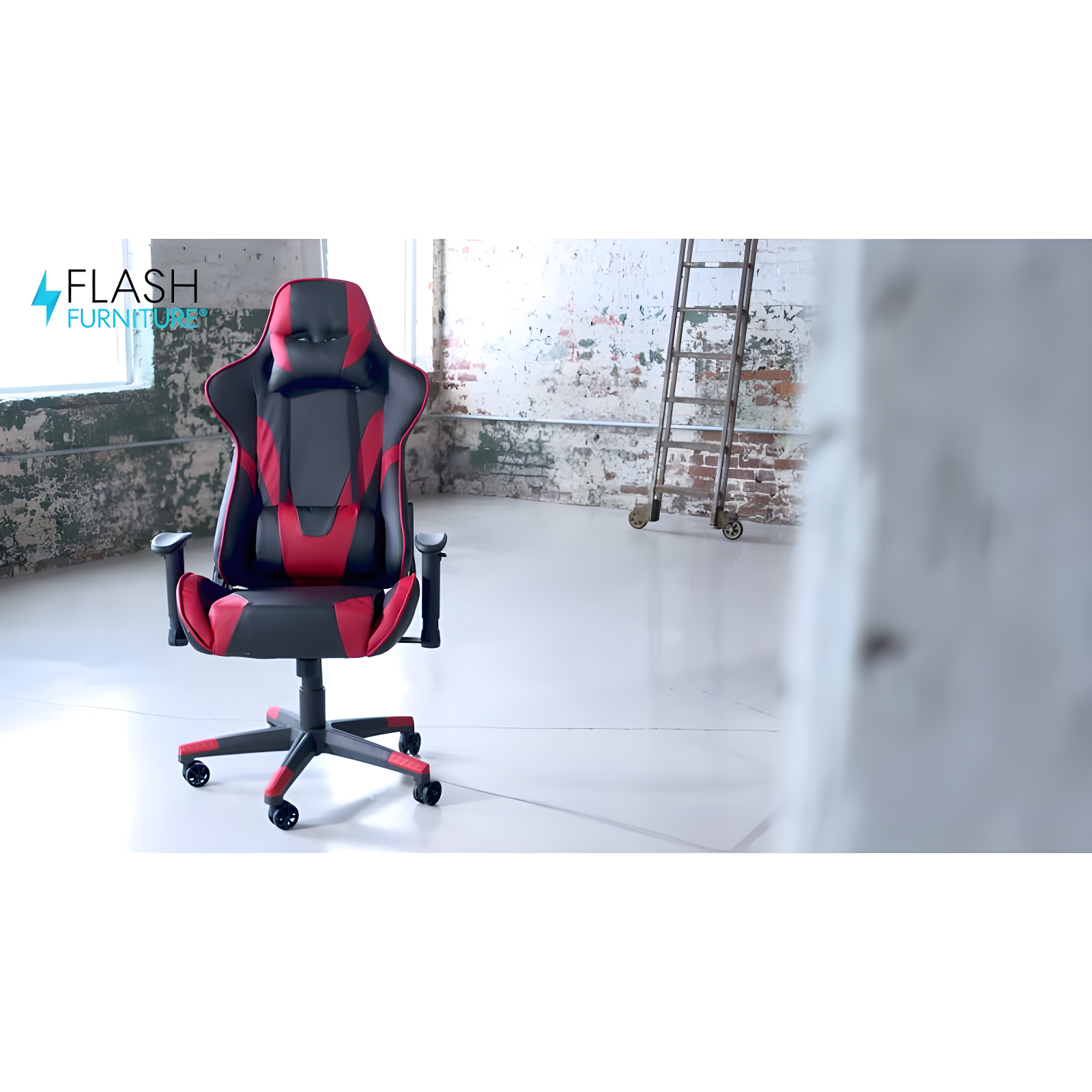 Flash Furniture X20 Gaming Chair Racing Office Ergonomic Computer PC Adjustable Swivel Chair with Fully Reclining Back in Red LeatherSoft