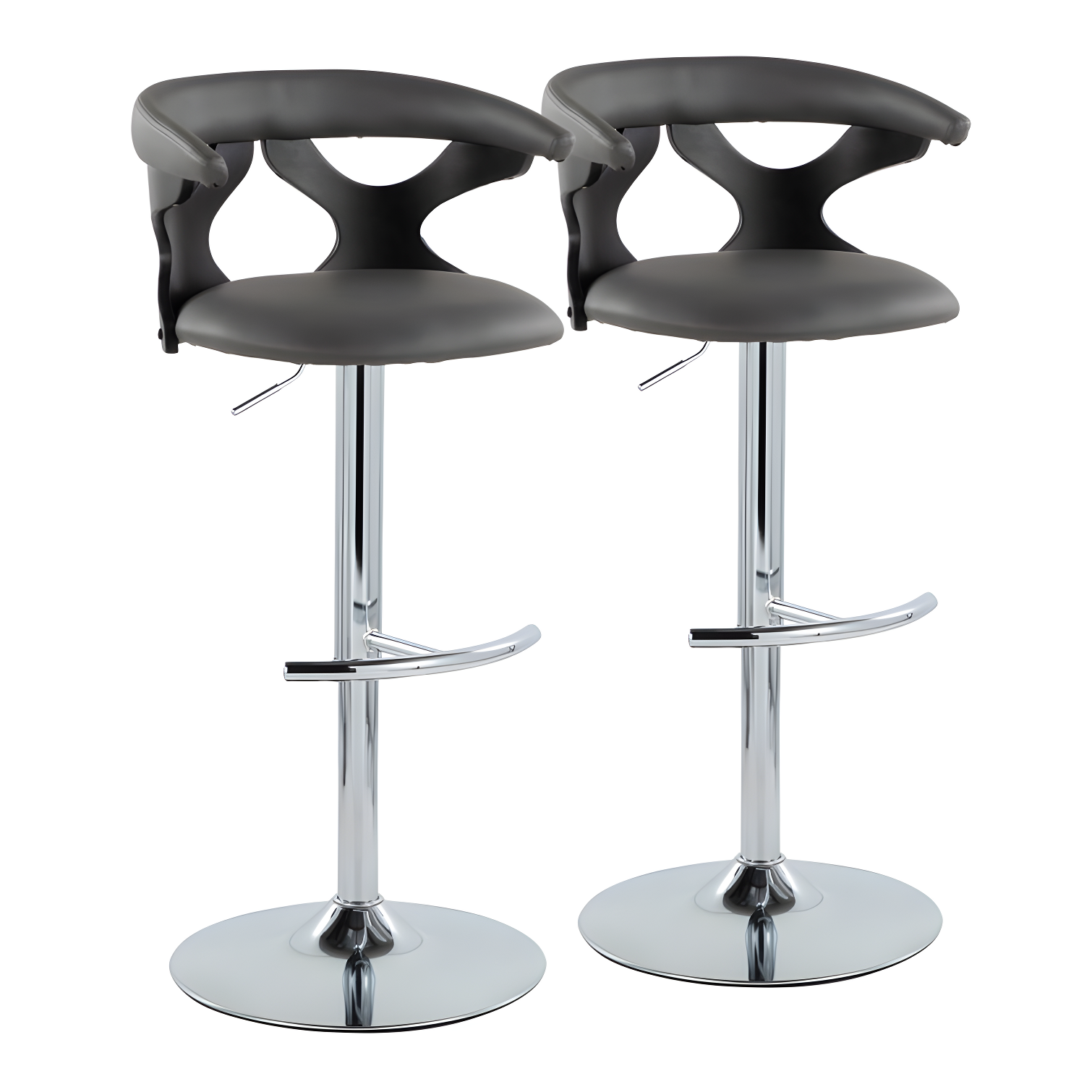 LumiSource Gardenia Swivel Upholstered Adjustable Height Counter Stool with Metal Frame (Set of 2)