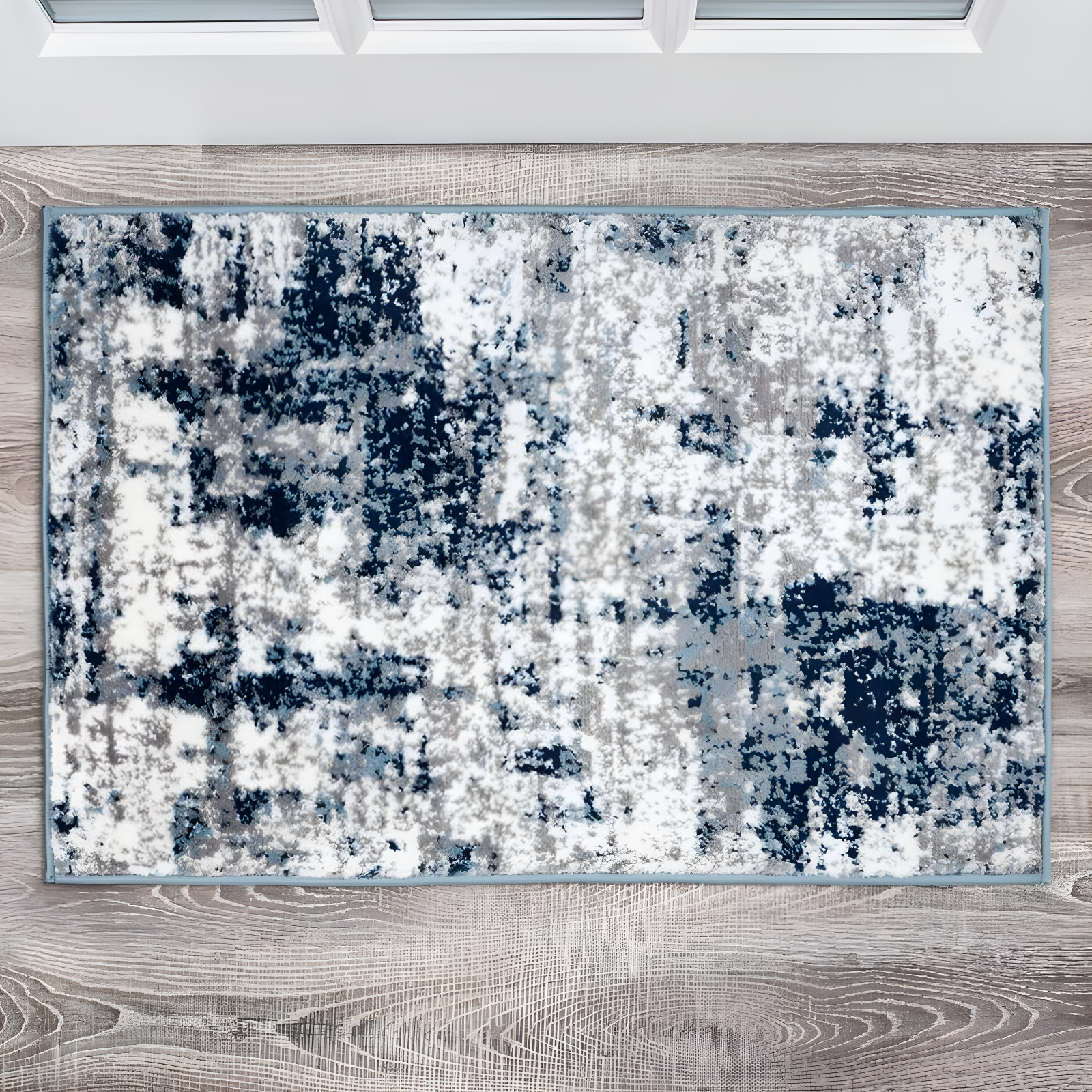 World Rug Gallery Distressed Abstract Blue 2' x 3' Area Rug