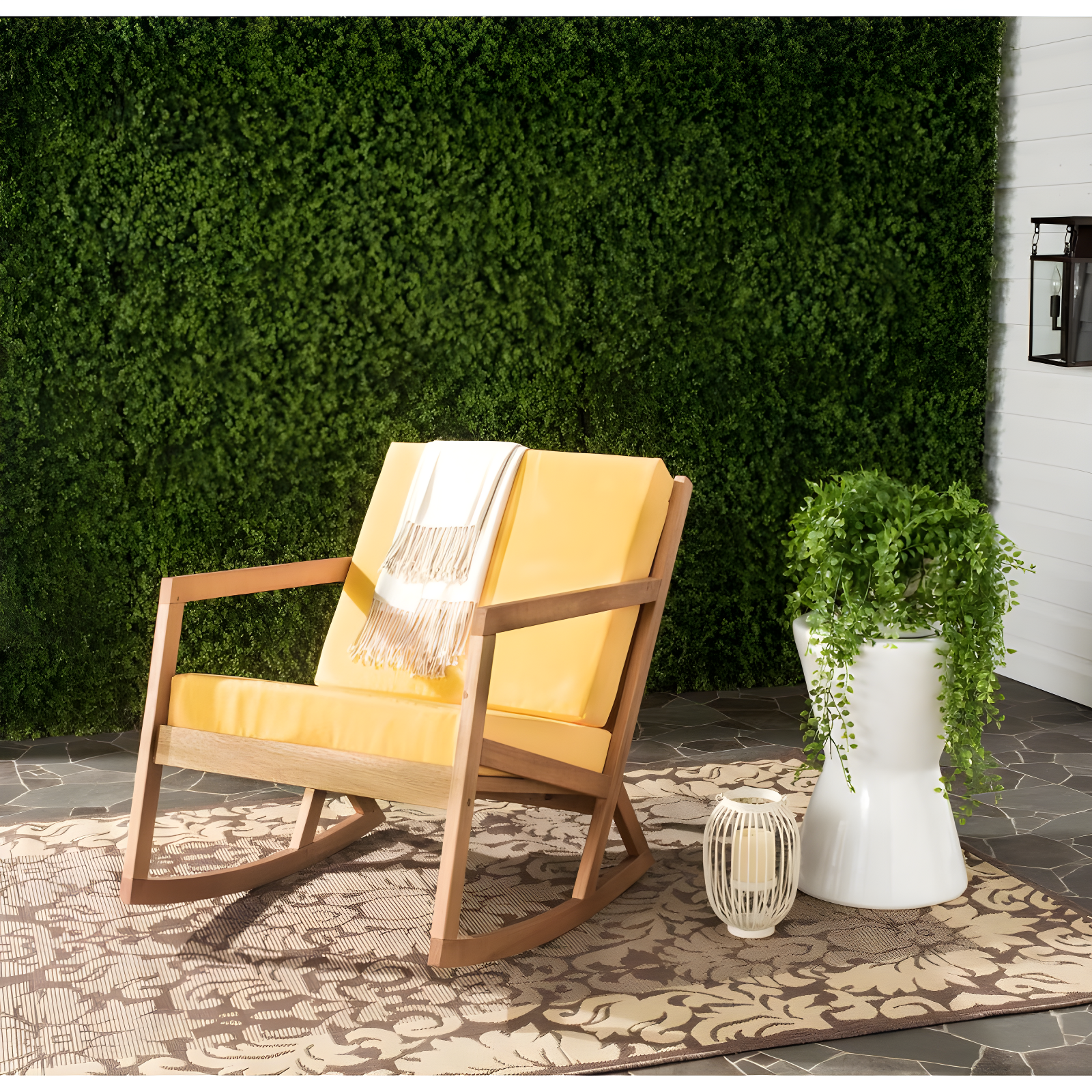 Vernon Rocking Chair Indoor/Outdoor - PAT7013 - Natural/Yellow - Safavieh