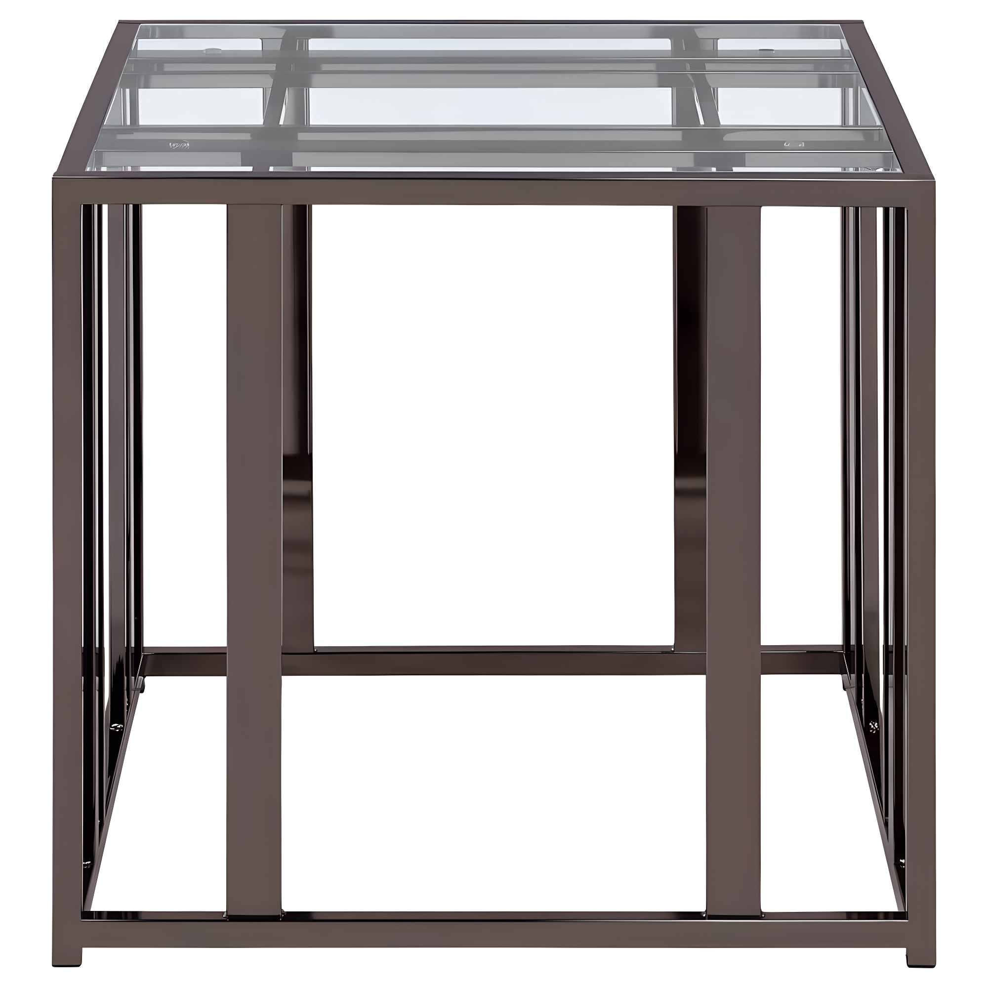 Coaster Adri Metal Rectangular Glass Top End Table in Clear and Black Nickel