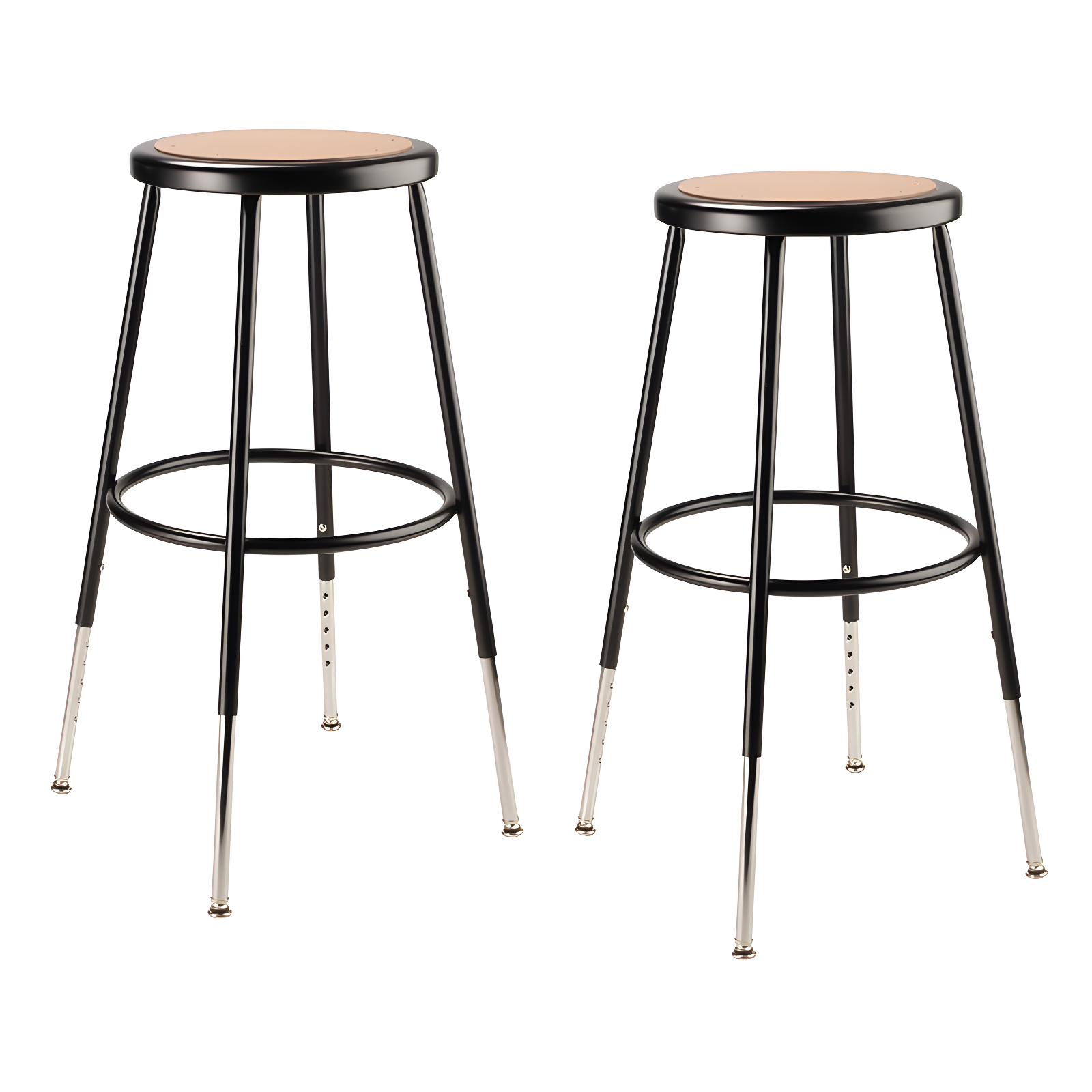 Adjustable Height Ergonomic Lab Stool with Footring (Set of 2)