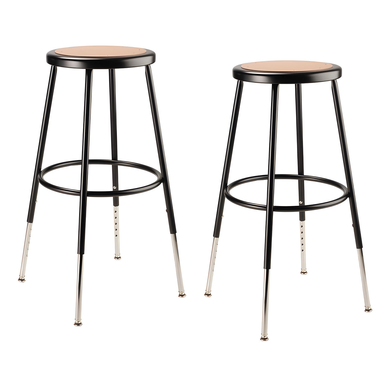 Adjustable Height Ergonomic Lab Stool with Footring (Set of 2)