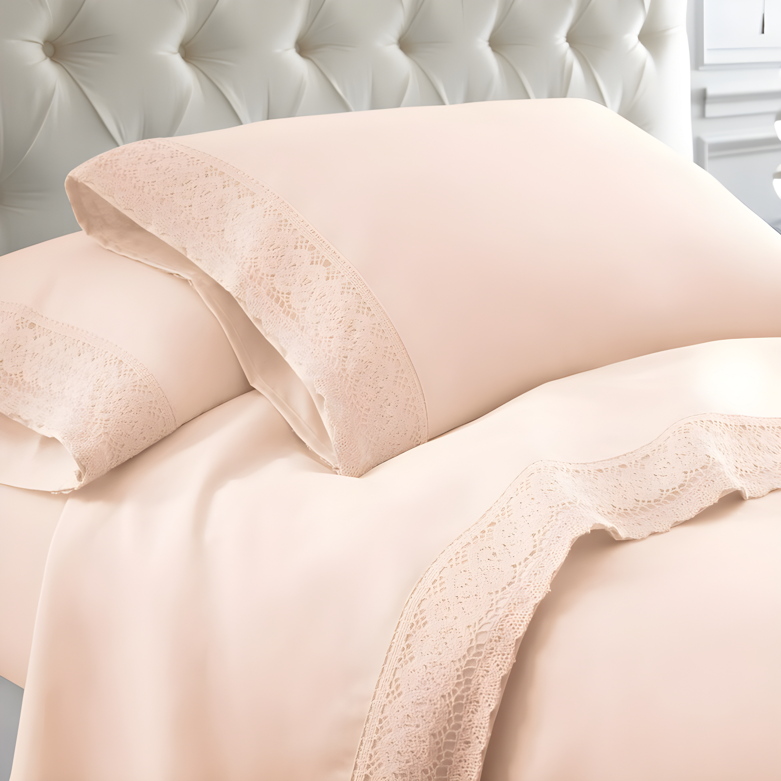 Modern Threads Yate Soft Microfiber Crochet Lace Sheets - Luxurious Microfiber Bed Sheets - Includes Flat Sheet, Fitted Sheet with Deep Pockets, & Pillowcases