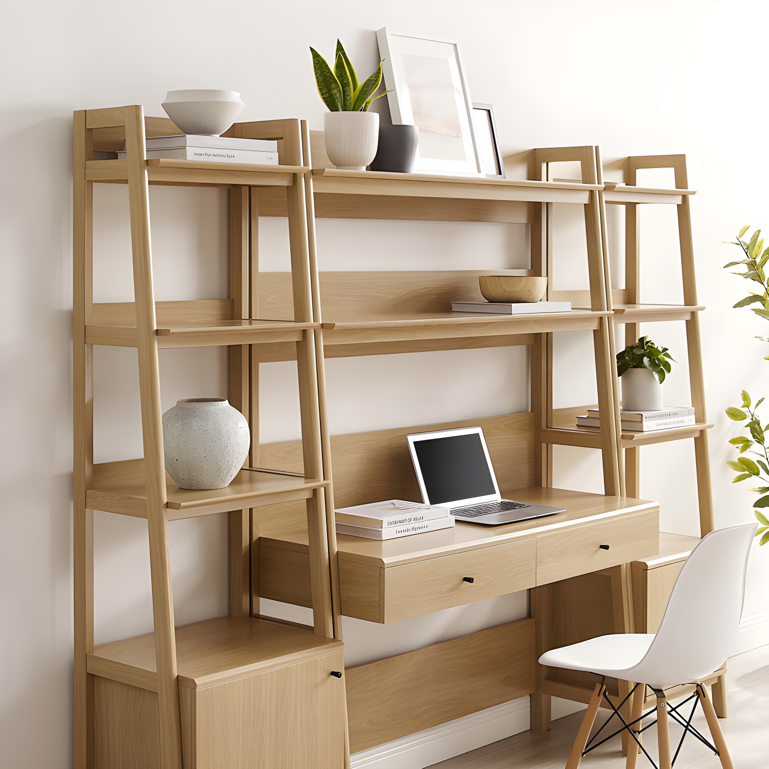 Modway Modway Bixby 3-Piece Wood Office Desk and Bookshelf