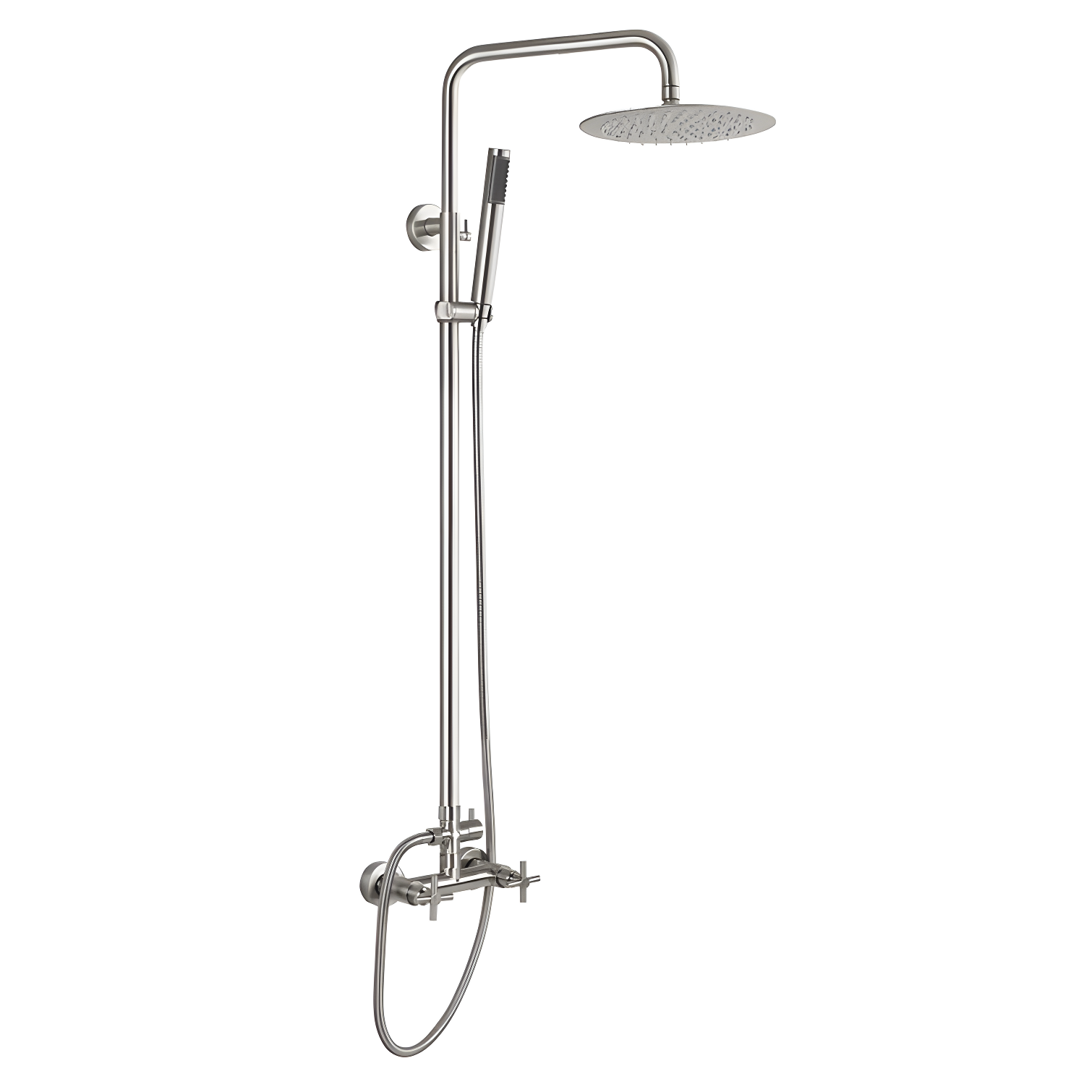 Liria Wall Mount Brushed Stainless Steel Dual Function Outdoor Shower