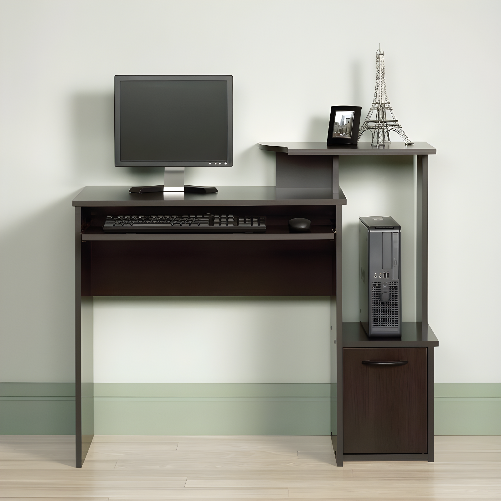 Sauder Computer Desk - Cinnamon Cherry: Slide-Out Tray, Home Office, Small Profile, Kids Room Use