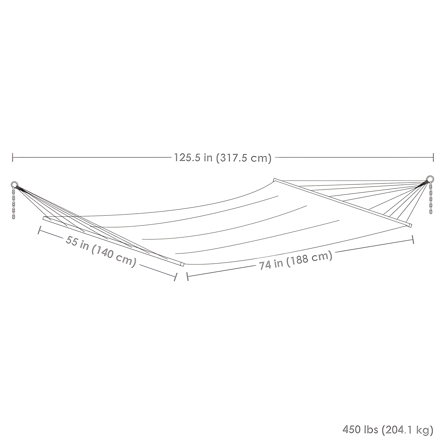 2-Person Quilted Polyester Spreader Bar Hammock