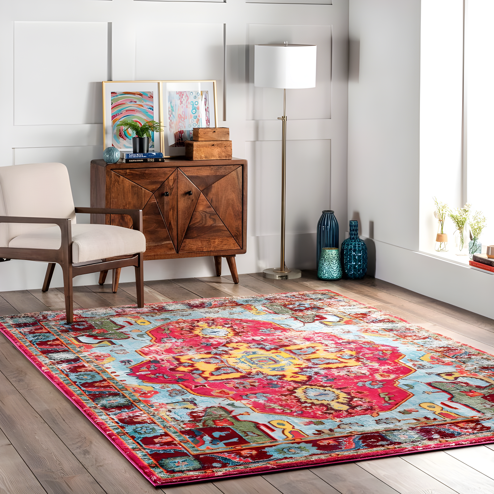 nuLOOM 12'x15' Vintage Corbett Area Rug: Bohemian Medallion, Multicolor, Low Pile, Machine Made, Indoor Use