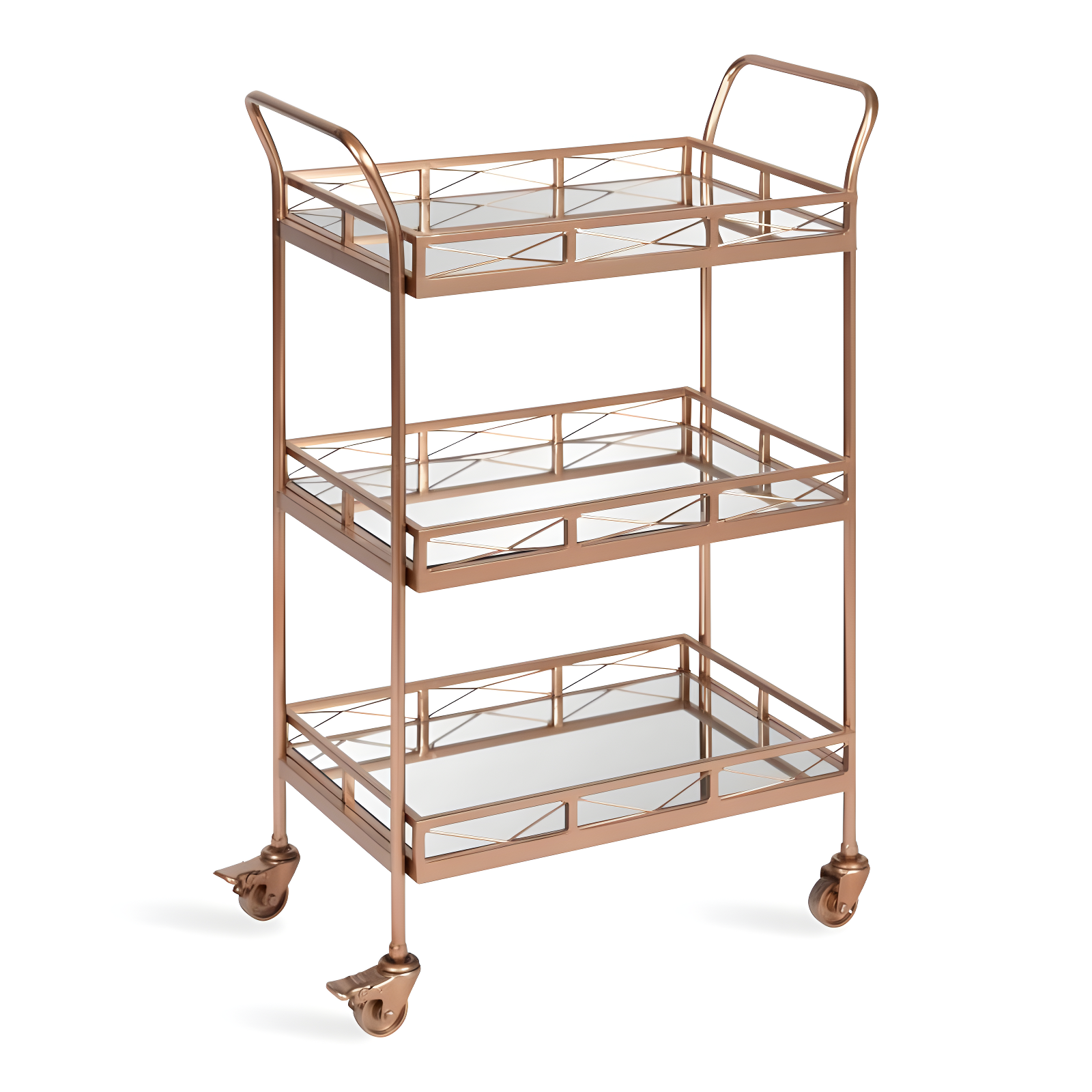 Kate and Laurel Ketia Rectangle Metal Bar Cart, 23x13x35, Rose Gold