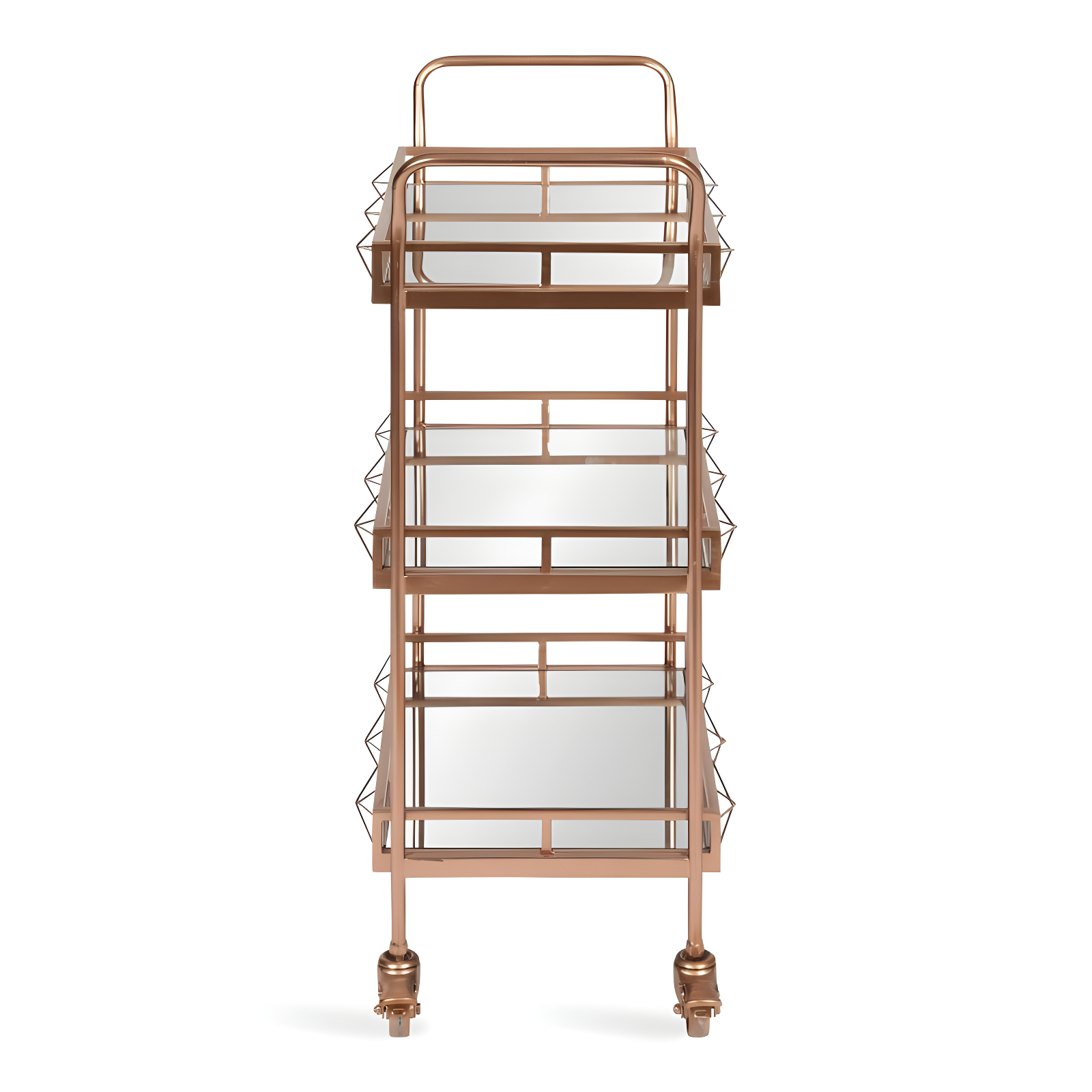 Kate and Laurel Ketia Rectangle Metal Bar Cart, 23x13x35, Rose Gold