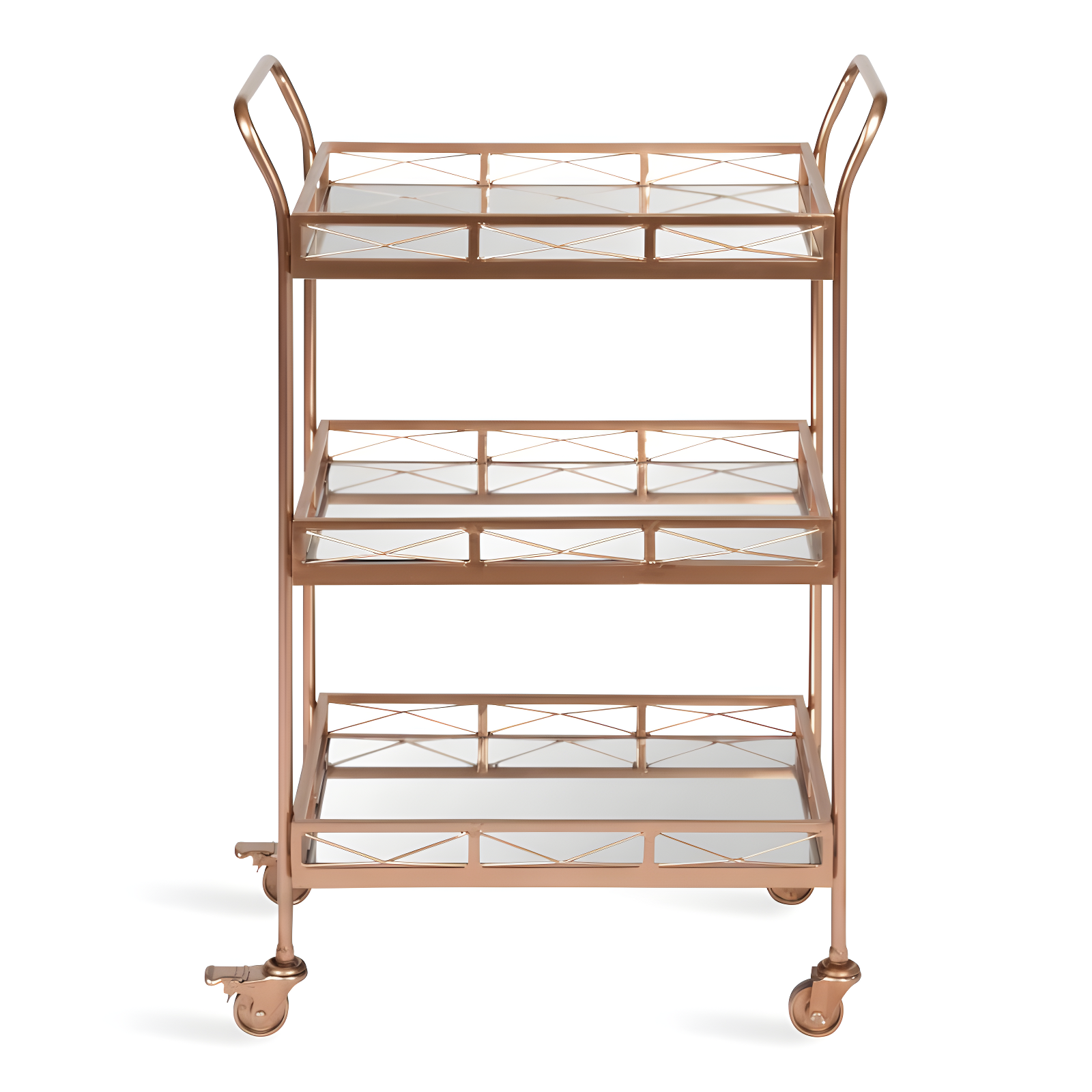 Kate and Laurel Ketia Rectangle Metal Bar Cart, 23x13x35, Rose Gold