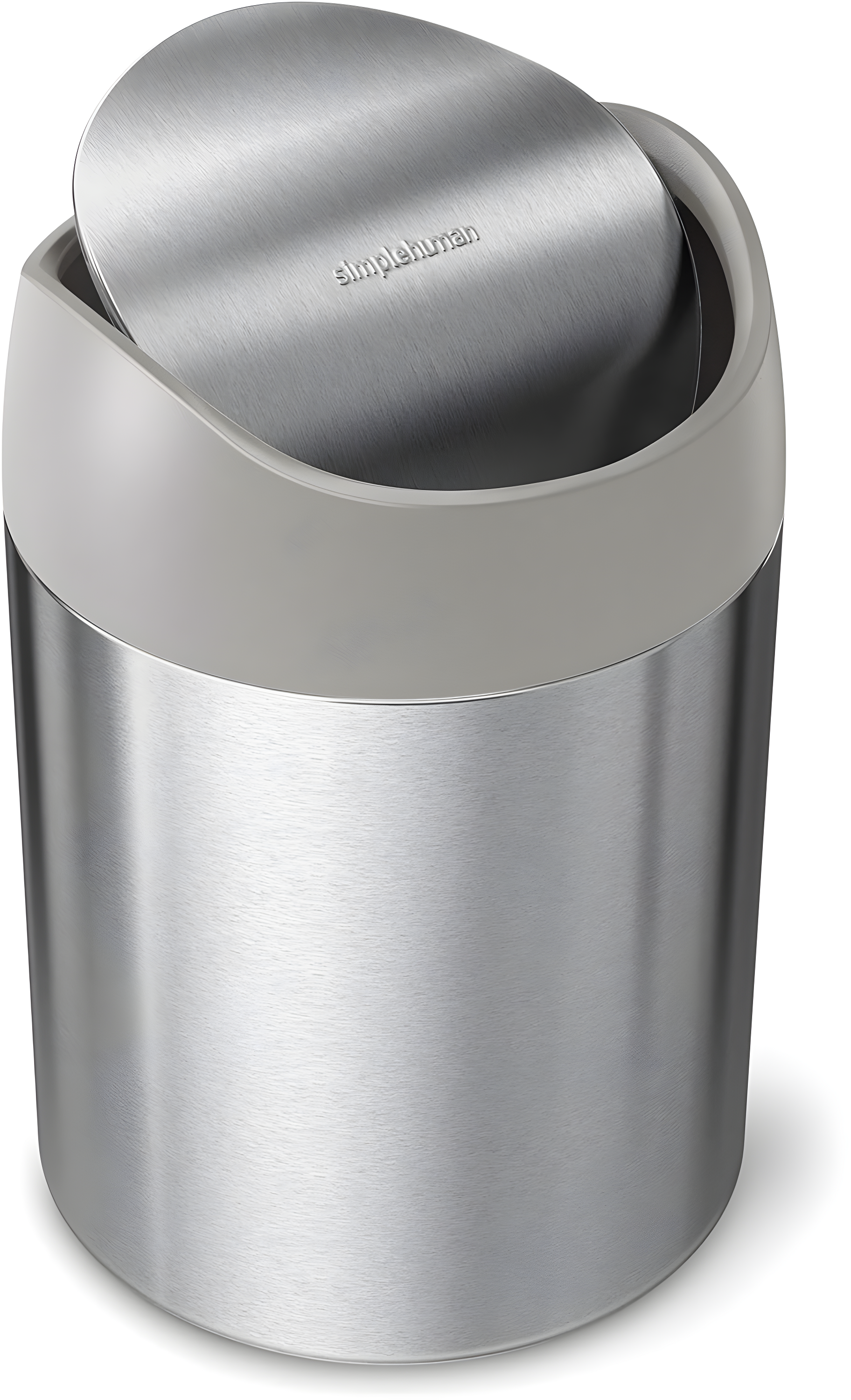 simplehuman 1.5L Mini Swing Top Trash Can Stainless Steel Garbage Can for Bathroom Vanity