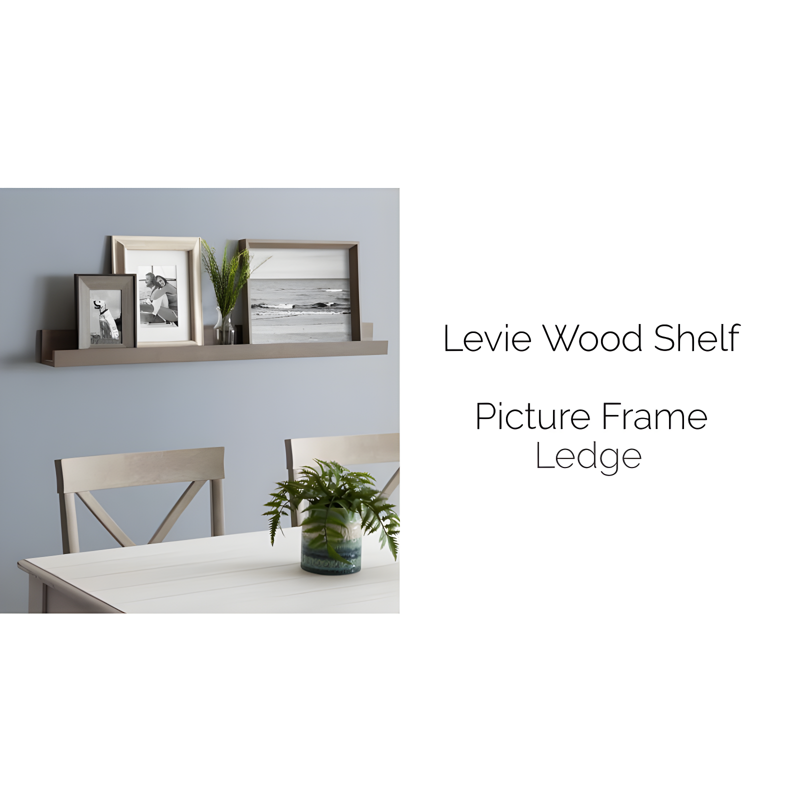Kate & Laurel All Things Decor 3" x 42" Levie Wooden Picture Ledge Wall Shelf White: No Assembly, Wood Frame, Decorative Storage
