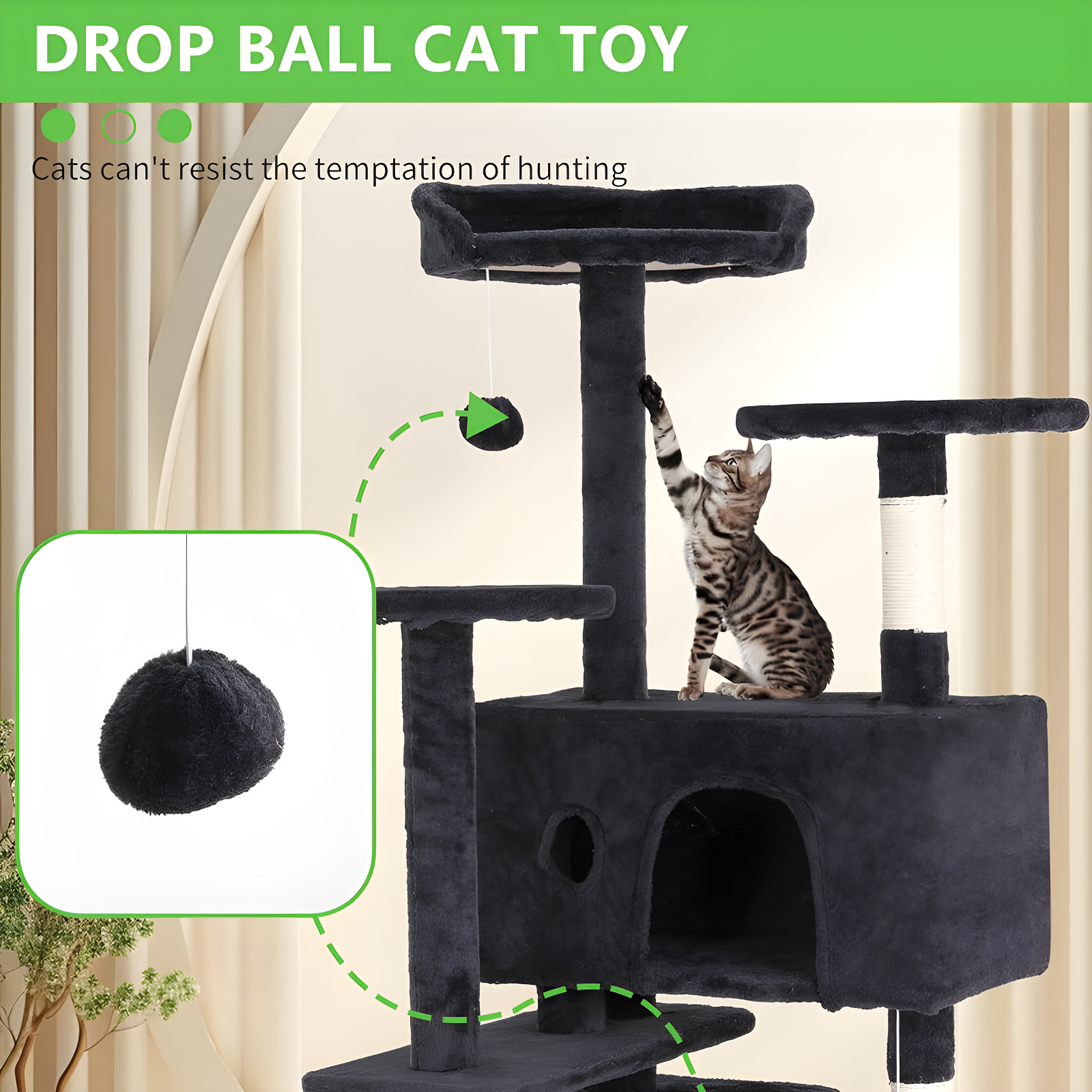 Multi-Level Cat Tree Tower Furniture Activity Center With Scratching Posts, Toys And Condo For Indoor Kittens