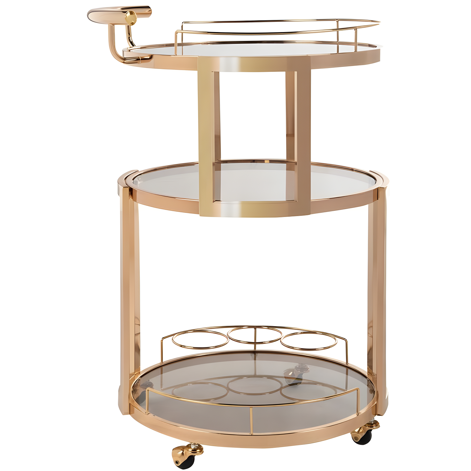 Rio 3 Tier Round Bar Cart - BCT8002A - Gold/Tea - Safavieh