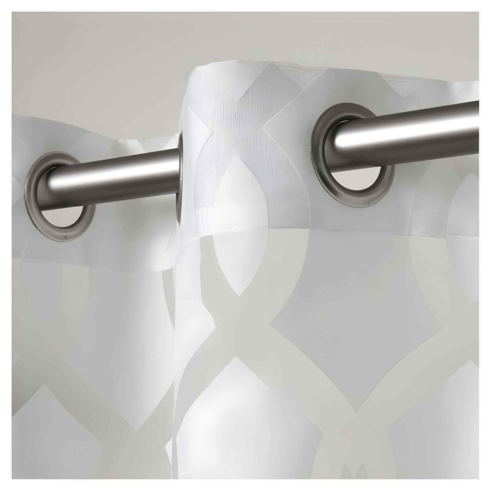 Set of 2 96"x54" Rio Sheer Window Curtain Panel White - Exclusive Home: Geometric Grommet Top, Indoor Use, OEKO-TEX Certified