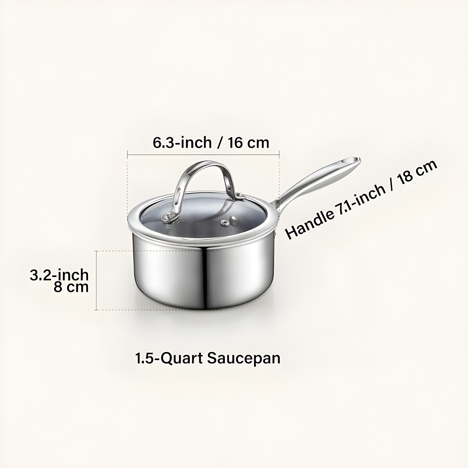 Cooks Standard Stainless Steel Saucepan With Lid, Multi-ply Clad Sauce Pot 3 Quart, Silver